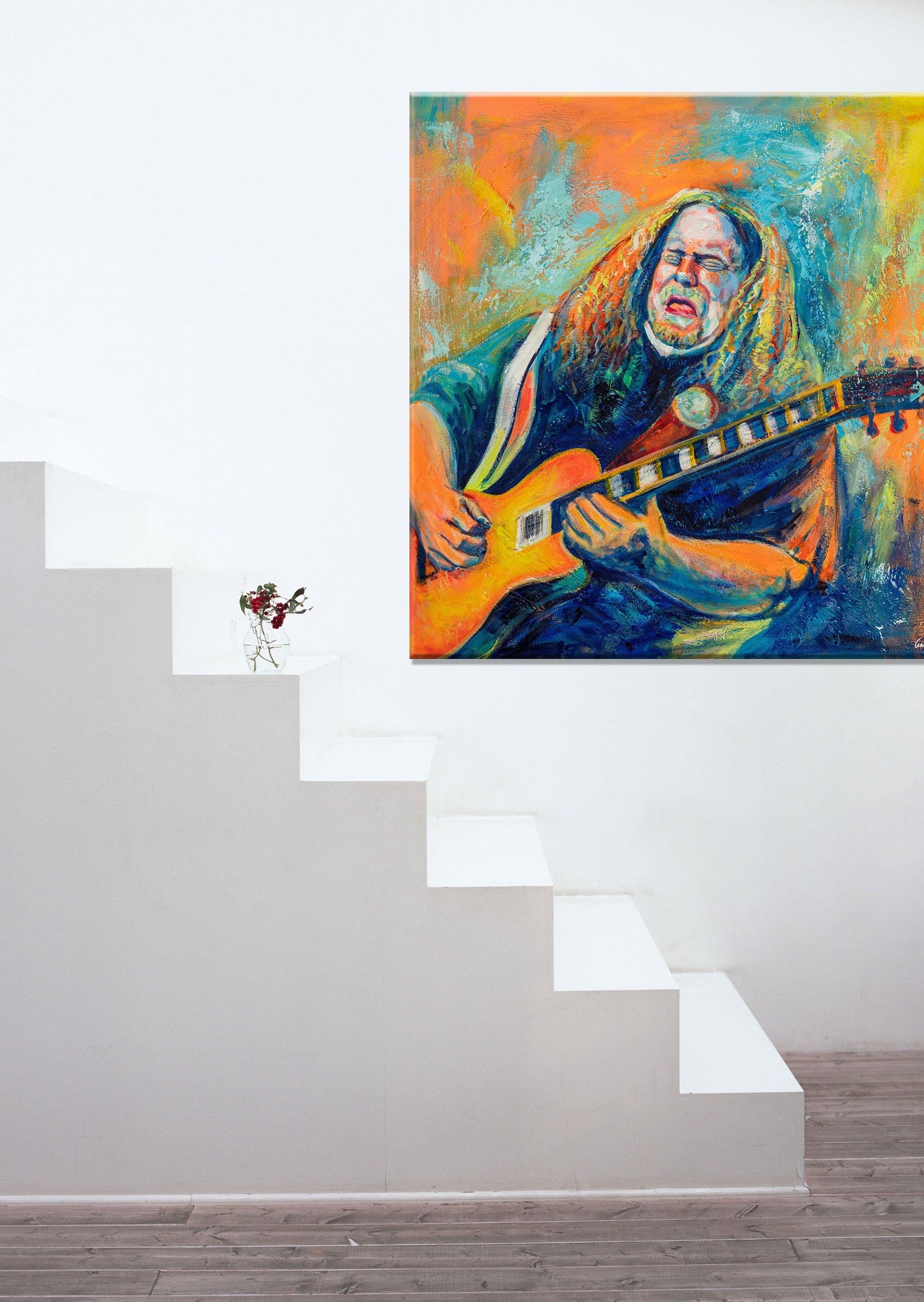 Oil Painting Warren Haynes Playing Guitar, Rock Music, Canvas Painting, Original Artwork, Contemporary Art, Wall Art, Abstract Wall Art