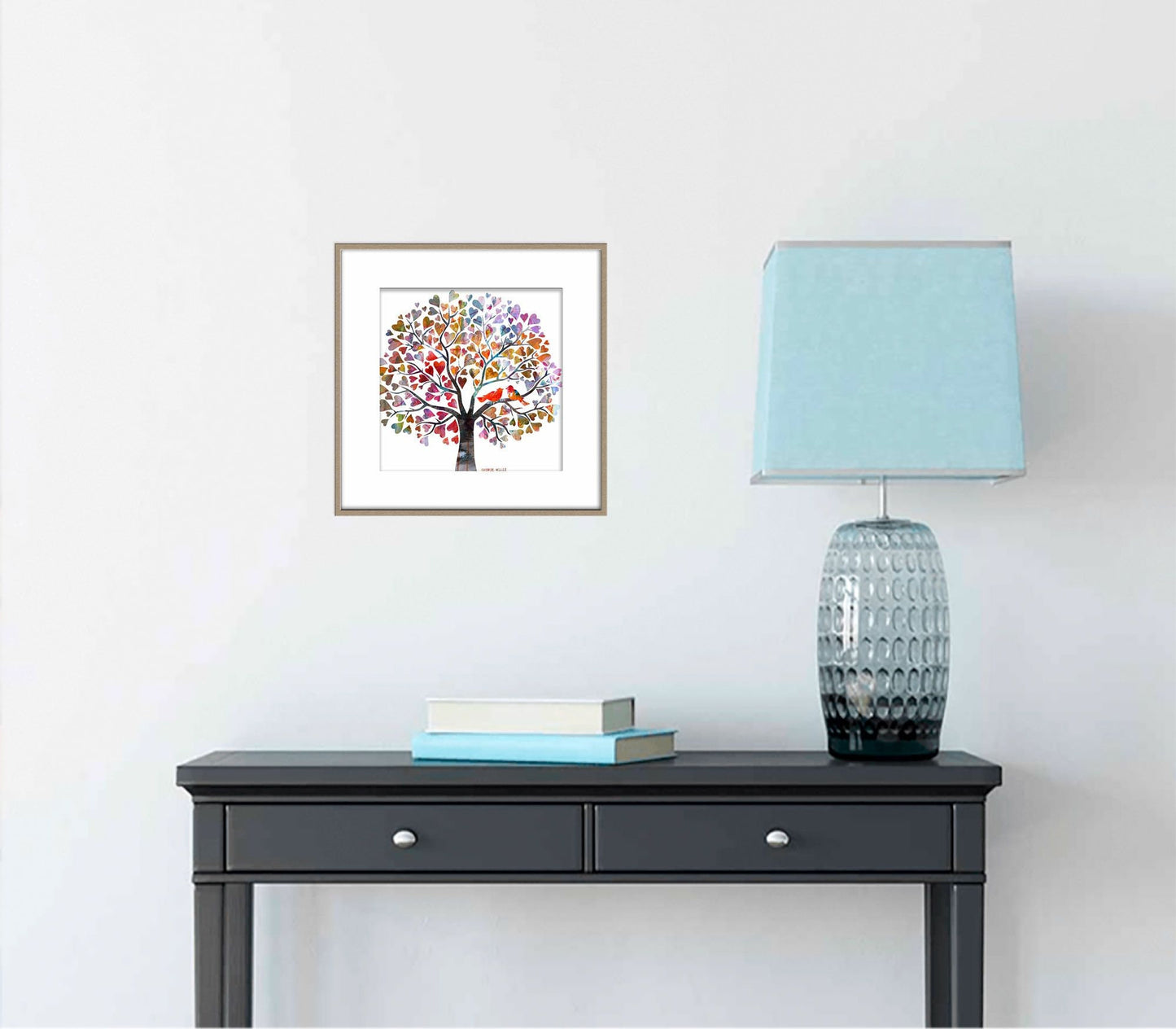 Canvas Print, Tree with Love Birds, Wall Art, Abstract Landscape Painting, Art, Artwork, Modern Art, Original Art Painting,  Wedding Gift