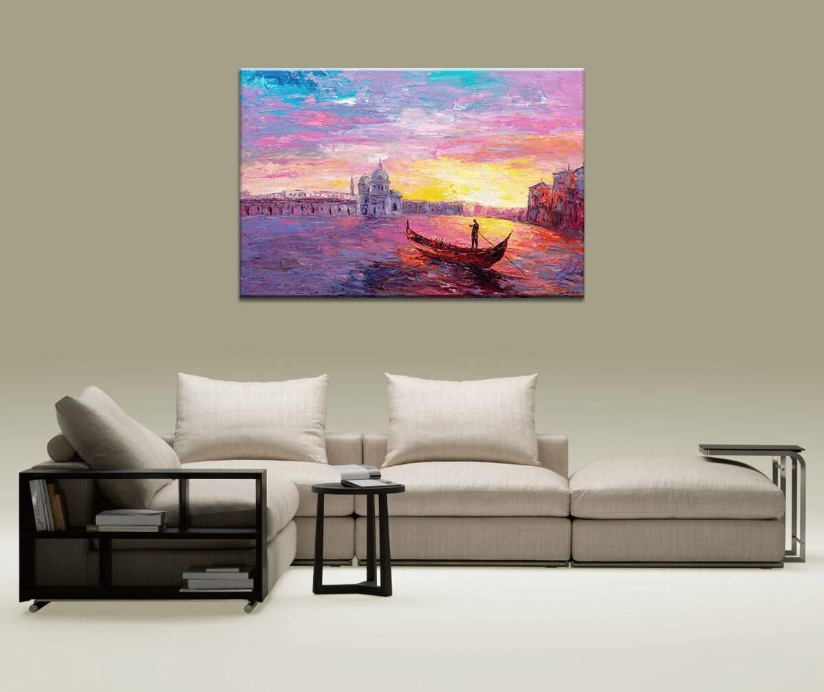 Venice Oil Painting, Palette Knife Oil Painting, Canvas Art, Large Oil Painting, Contemporary Art, Wall Hanging, Landscape Painting, Large