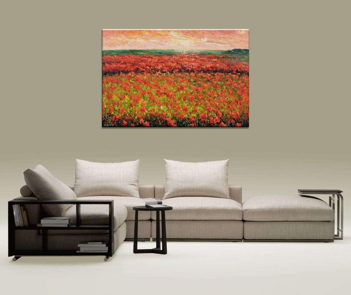 Oil Painting Abstract, Canvas Art, Modern Wall Art, Large Landscape Painting, Modern Painting, Original Abstract Art, Floral Feild Painting