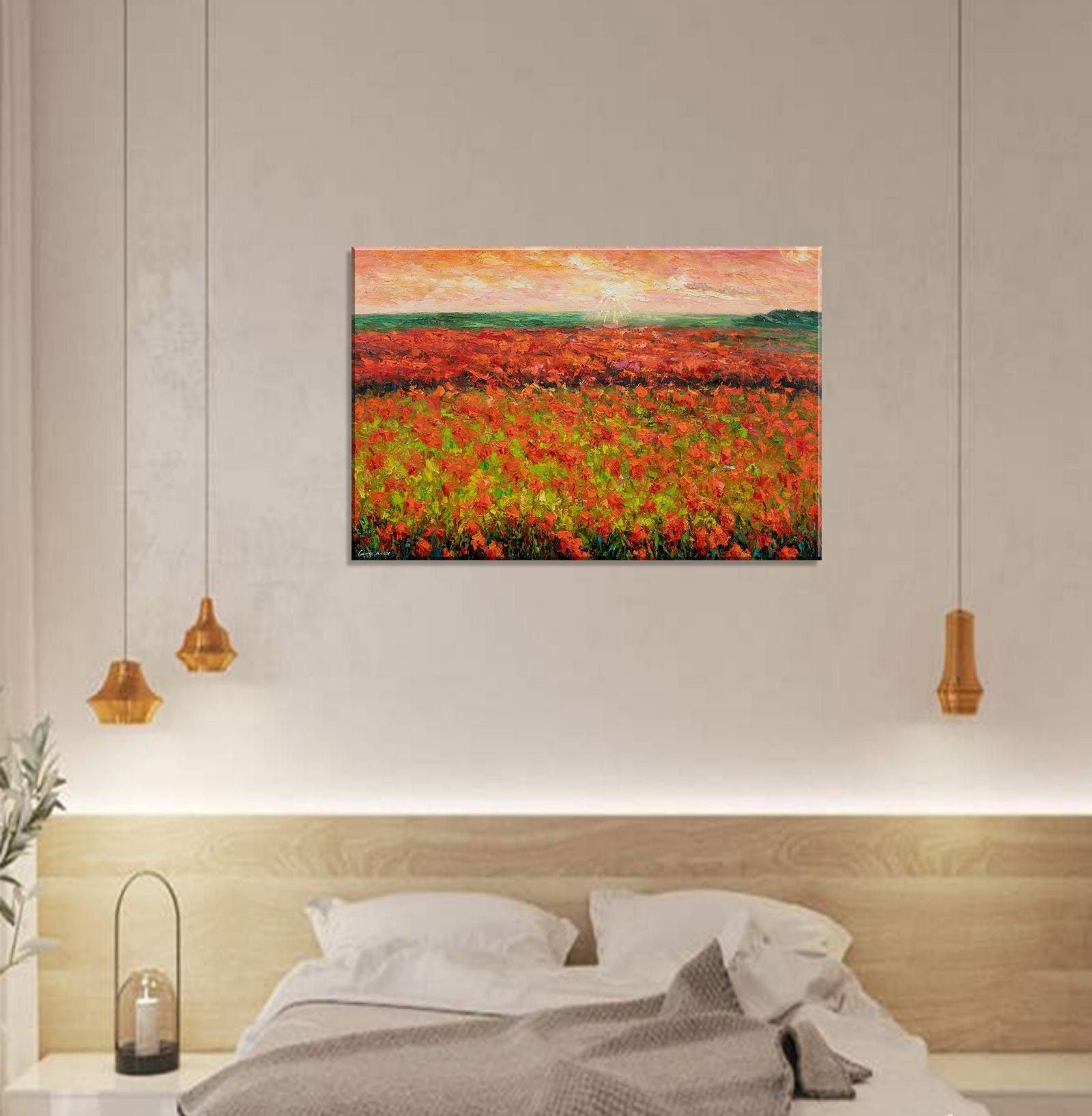 Oil Painting Abstract, Canvas Art, Modern Wall Art, Large Landscape Painting, Modern Painting, Original Abstract Art, Floral Feild Painting