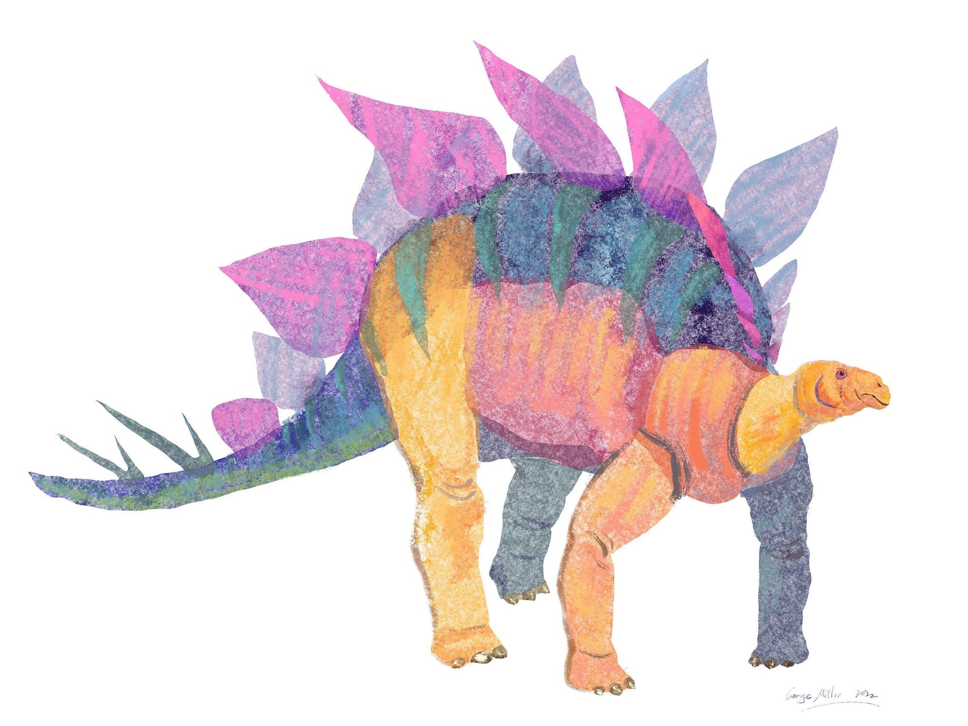 Stegosaurus Dinosaur Print, Colorful Canvas Print, Wall Art, Abstract Art, Art Print Watercolor, Artwork, Modern Wall Art, Birthday Gift