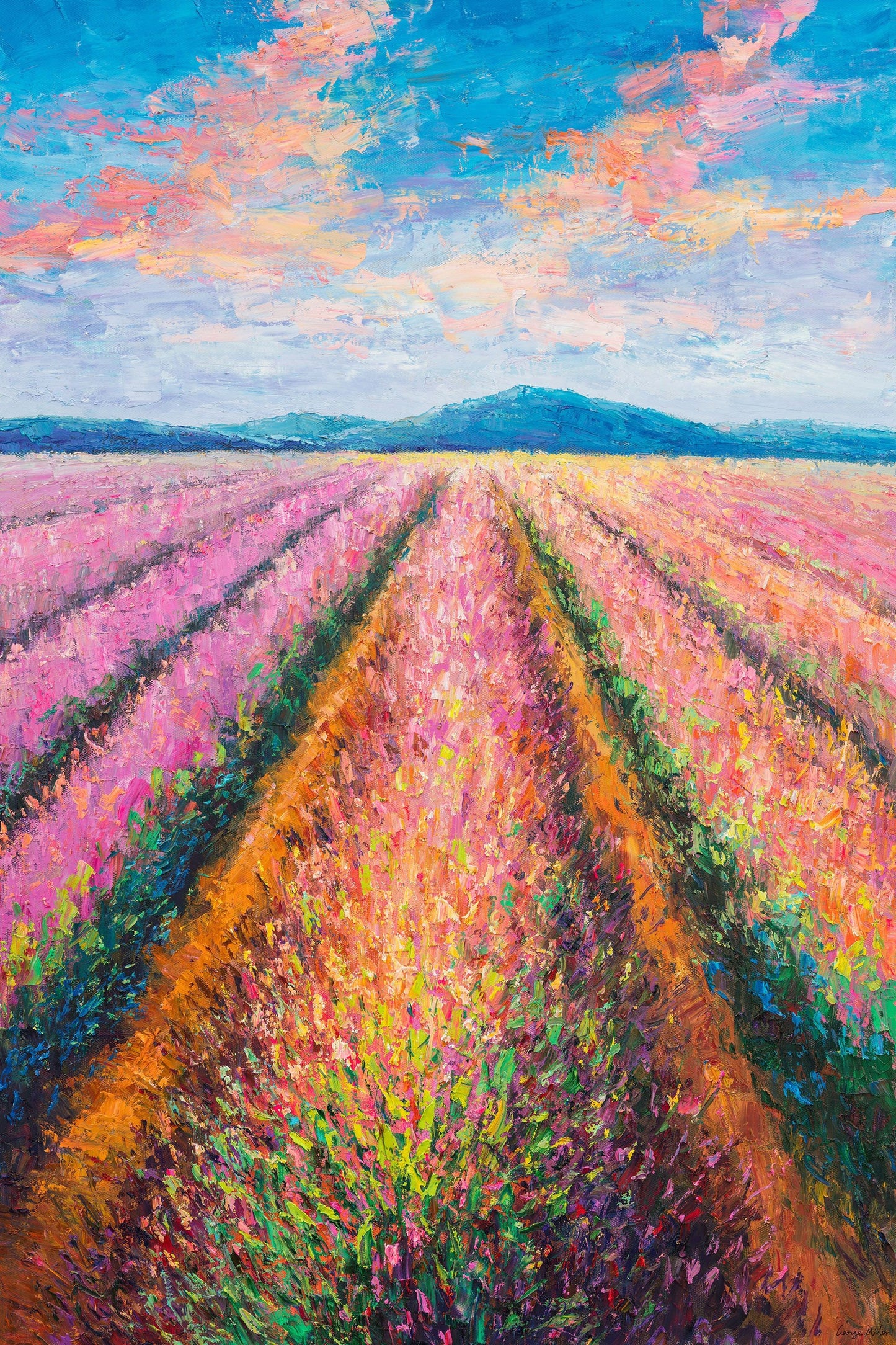 Oil Painting, Large Canvas Art, Large Landscape Painting, Contemporary Art, Rustic Wall Decor, Canvas Art, French Provence Lavender Field