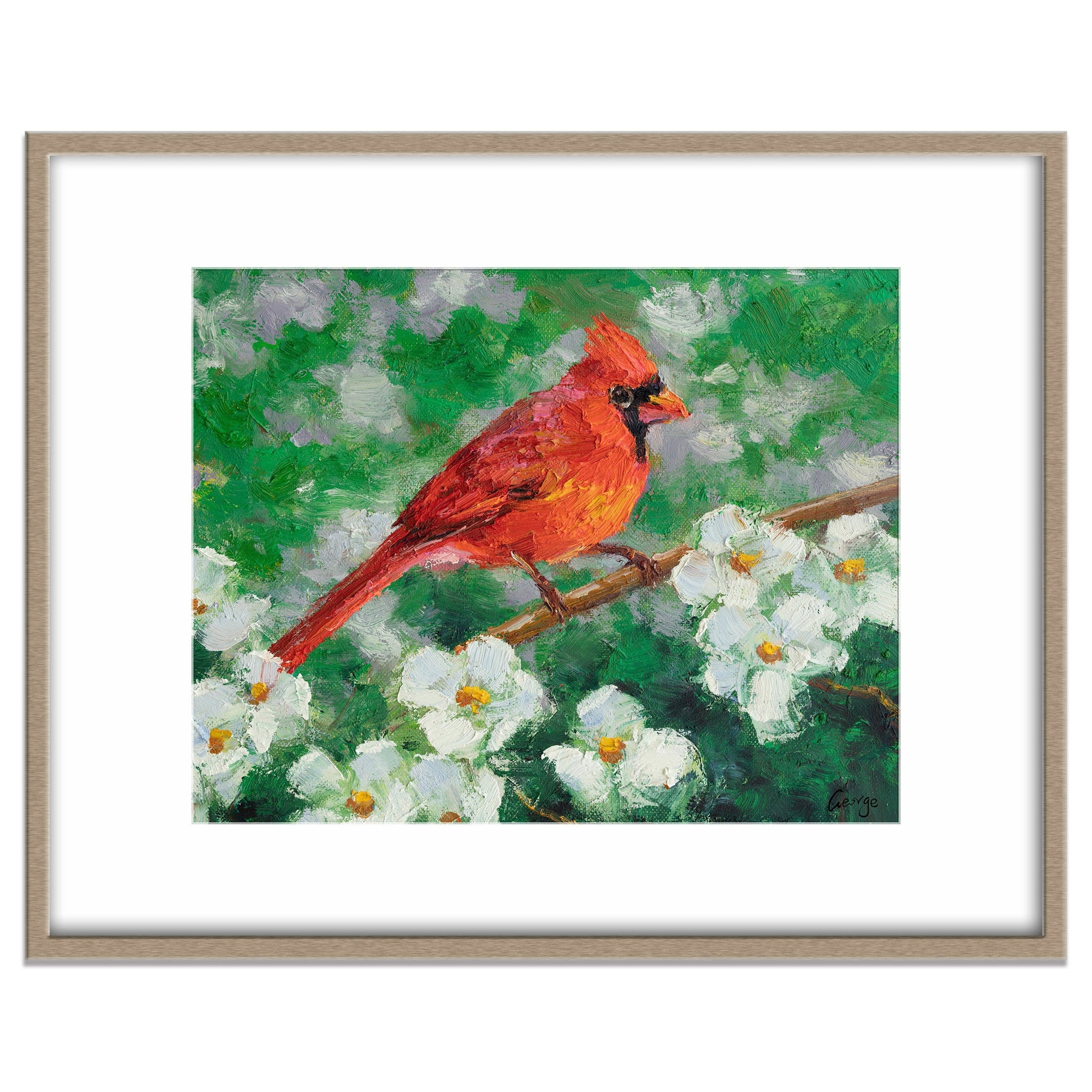 Northern Cardinal Male Birds Art, Original Artwork, Modern Wall Art, Large Abstract Art, Kitchen Art, Abstract Oil Painting, Canvas Painting