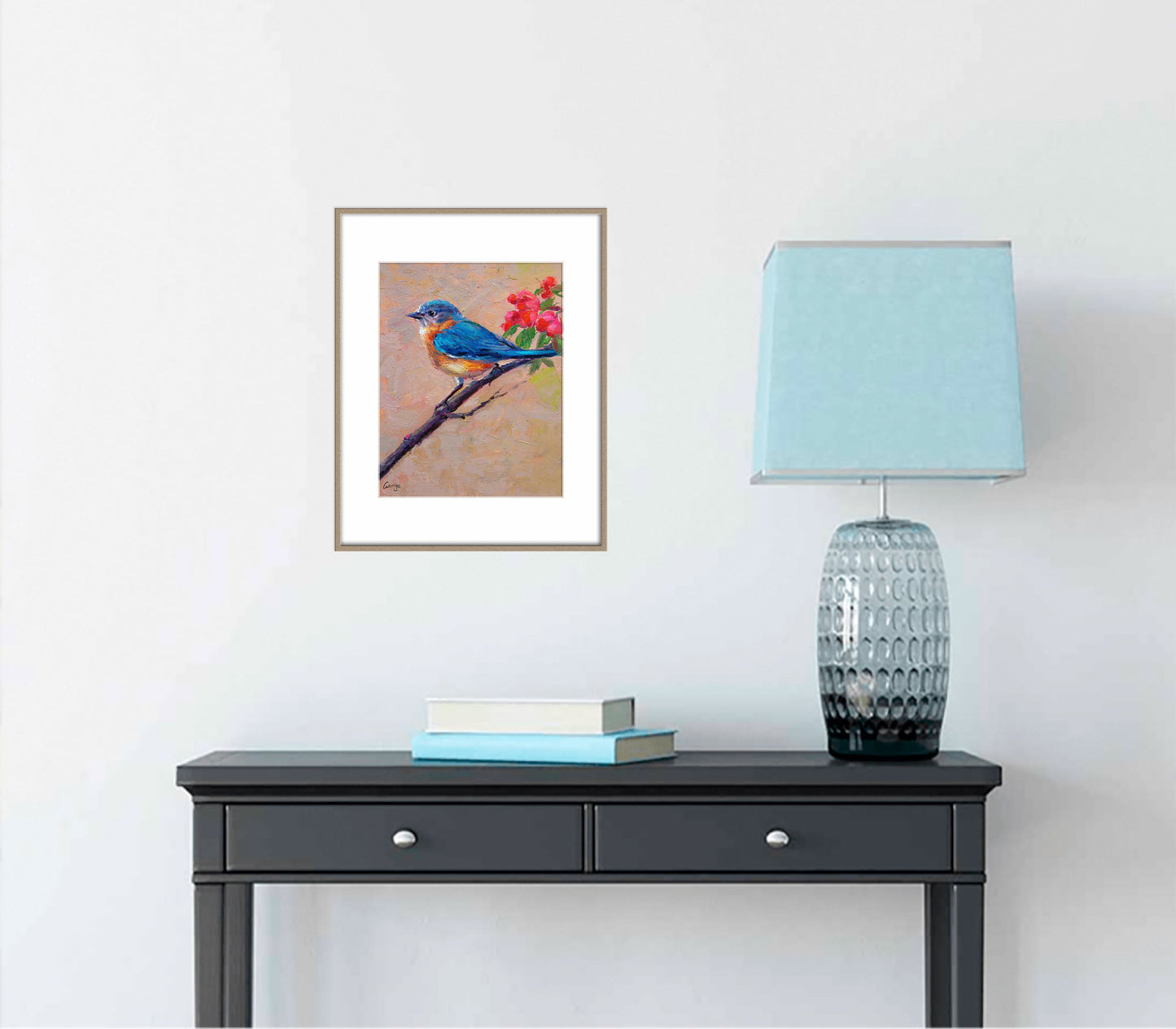 Small Oil Painting Blue Bird, Abstract Canvas Art, Contemporary Art, Bird Artwork, Bedroom Wall Decor, Wall Art Canvas Original Oil Painting