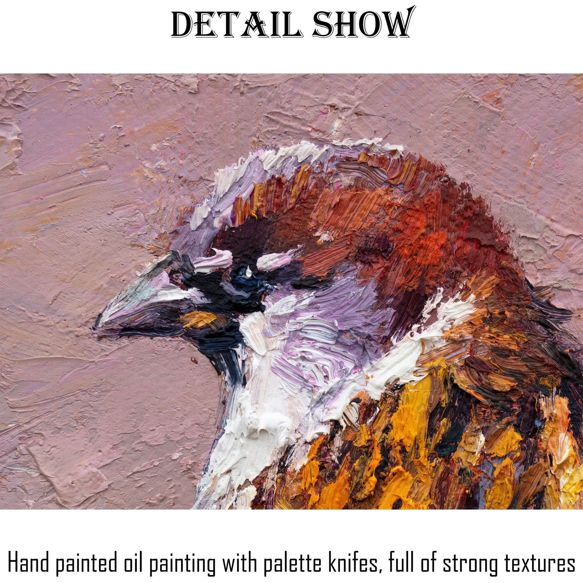 Canvas Painting Sparrow Bird, Abstract Canvas Art, Oil Painting Abstract, Bird Artwork, Oil Painting Original, Modern Art, Wall Art Painting