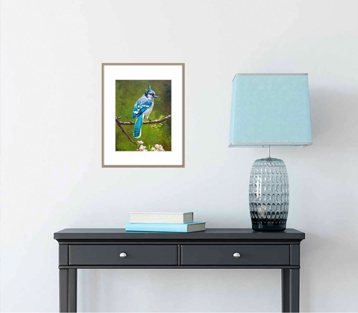 Bird Oil Painting Blue Jay, Abstract Canvas Art, Canvas Art, Birds, Oil Painting Abstract, Bedroom Wall Decor, Modern Art, Original Artwork