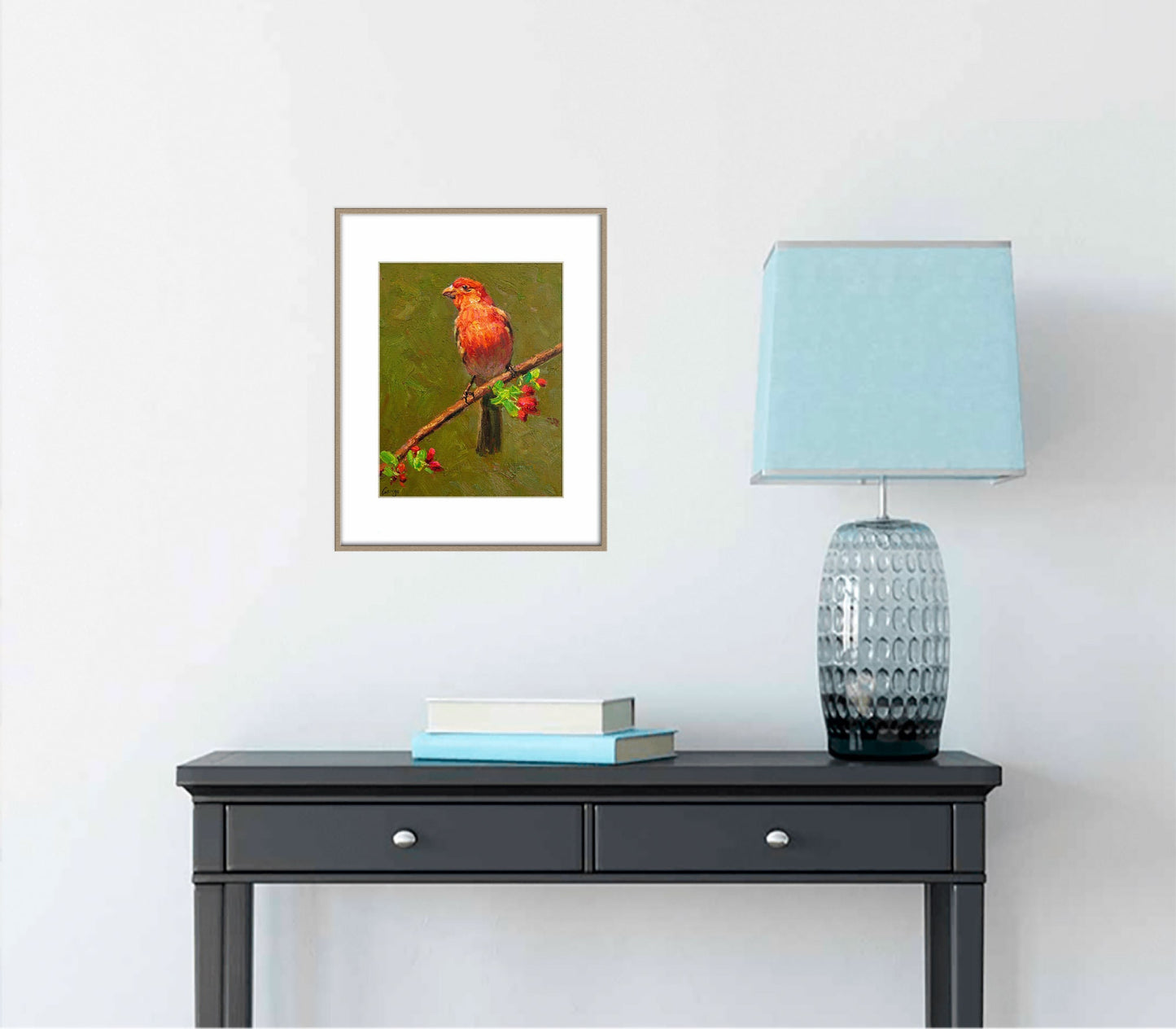 Small Oil Painting Red bird, Contemporary Art, Original Abstract Painting, Living Room Wall Art, Abstract Art, Canvas Art, Bird Painting