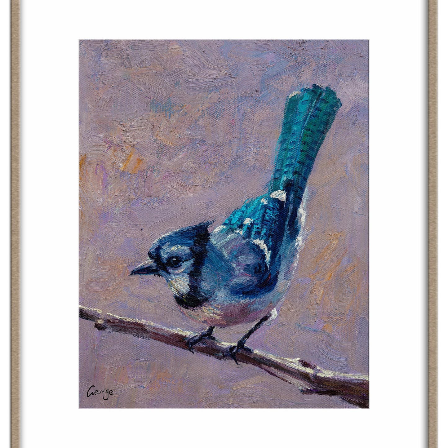 Small Oil Painting Blue Jay Bird, Rustic Living Room Decor, Canvas Wall Art, Original Oil Painting, Bird Decor, Canvas Art, Modern Painting