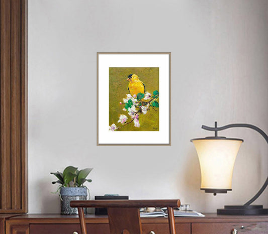 Small Oil Painting American Goldfinch Bird Art, Canvas Art, Family Wall Decor, Living Room Wall Decor, Modern Art, Oil Painting Original
