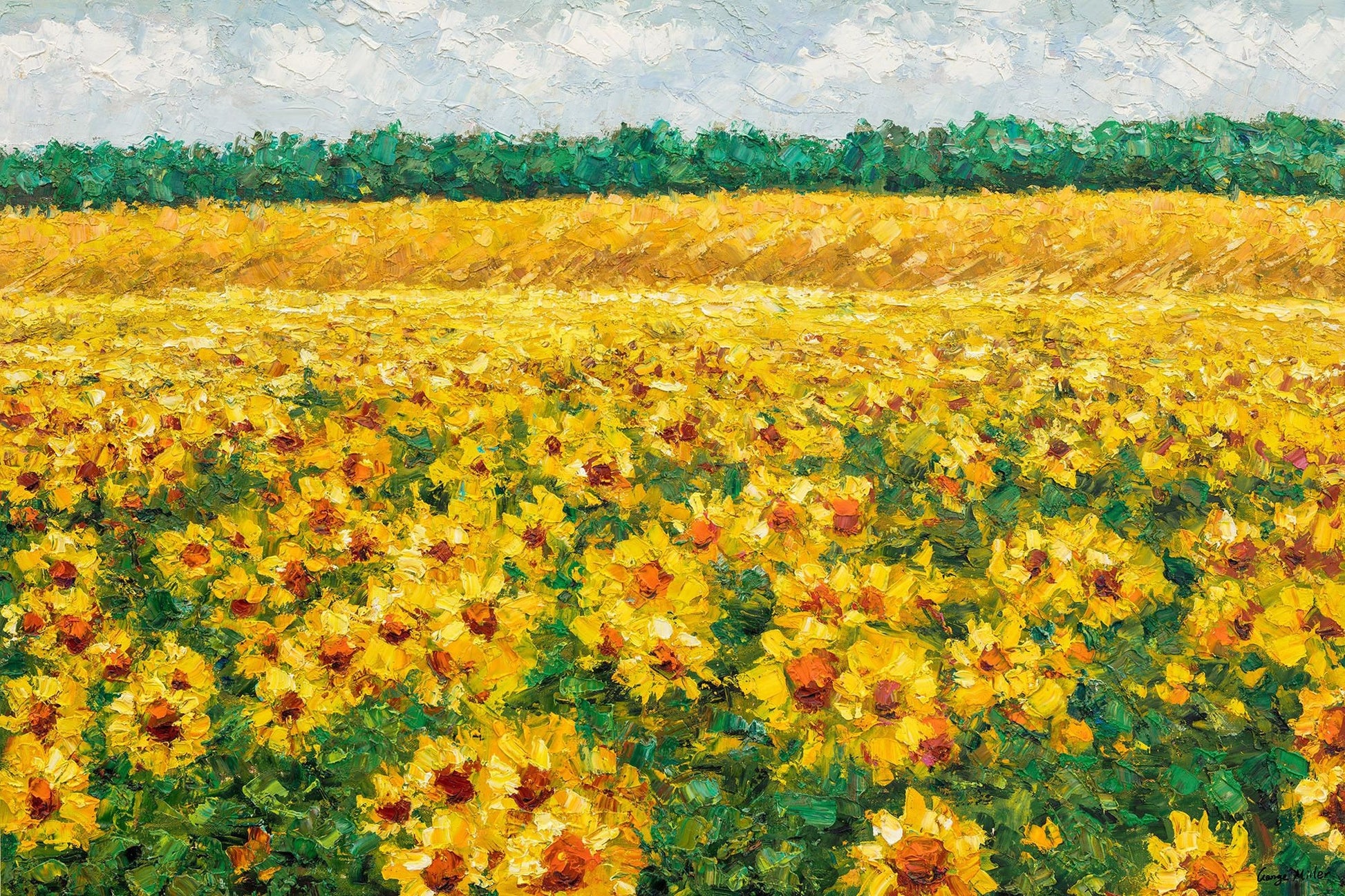 Sunflowers Field Oil Painting Landscape, Large Painting, Contemporary Wall Art, Original Abstract Painting, Landscape Painting, Canvas Art