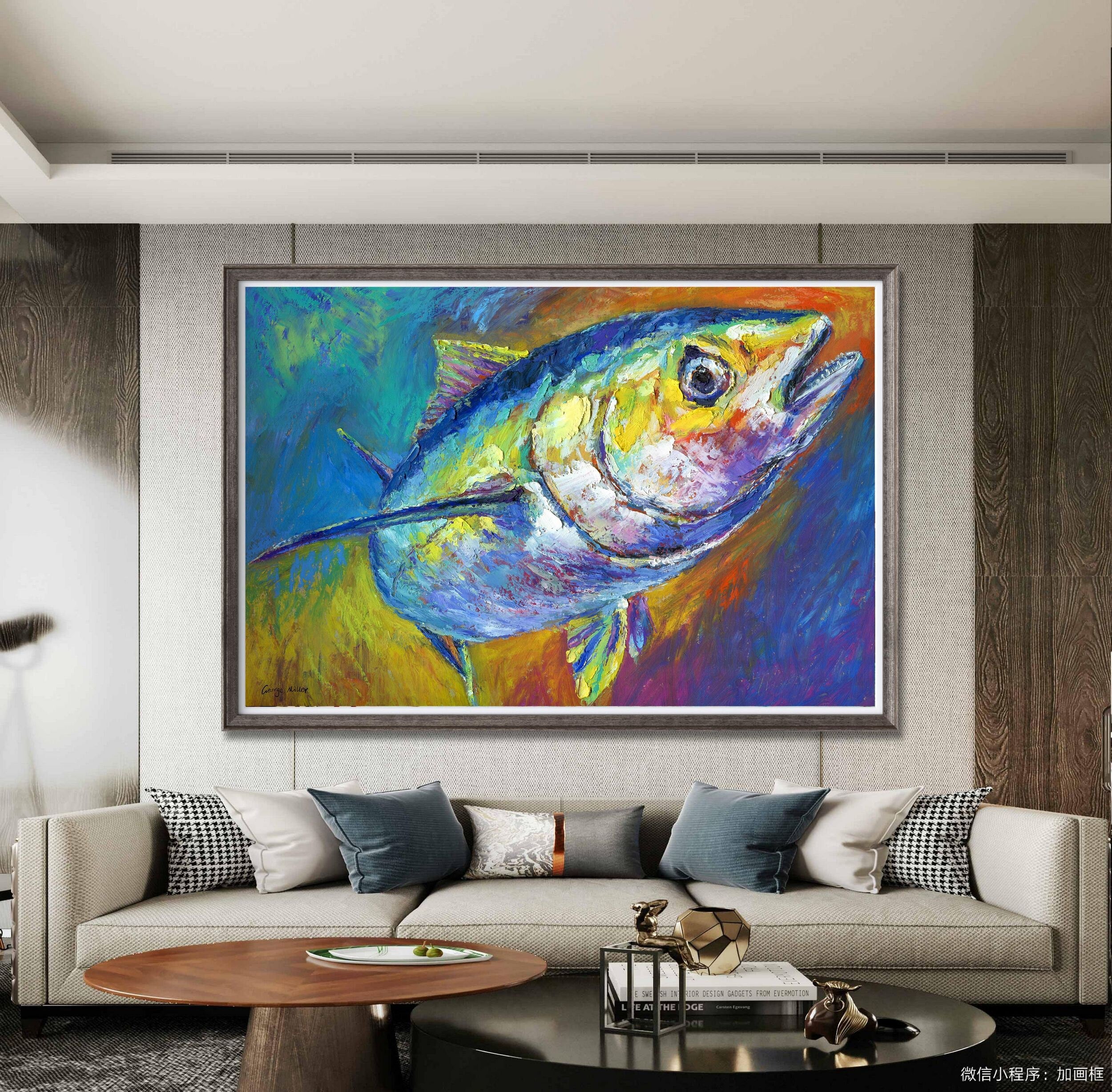 Fish prints Wall art home decor Modern farmhouse art Big art Workplace decor buy Square art Square prints 2020