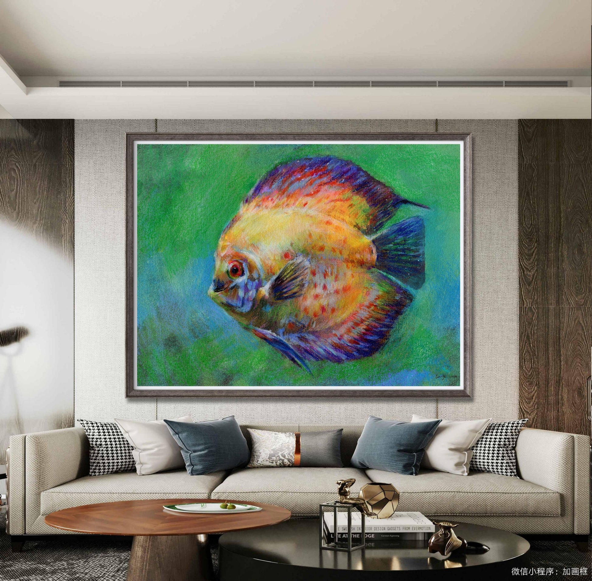Tropical Fish Print Green, Wall Art Prints, Abstract Artwork, Art
