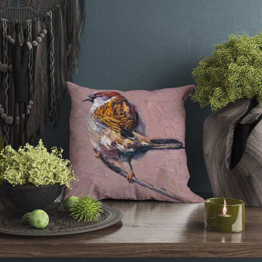 Pillow Cases, Sparrow Bird Pillow, Comfortable, Bright Yellow Pillow, Cute Pillow Cases, Square, Housewarming Gift