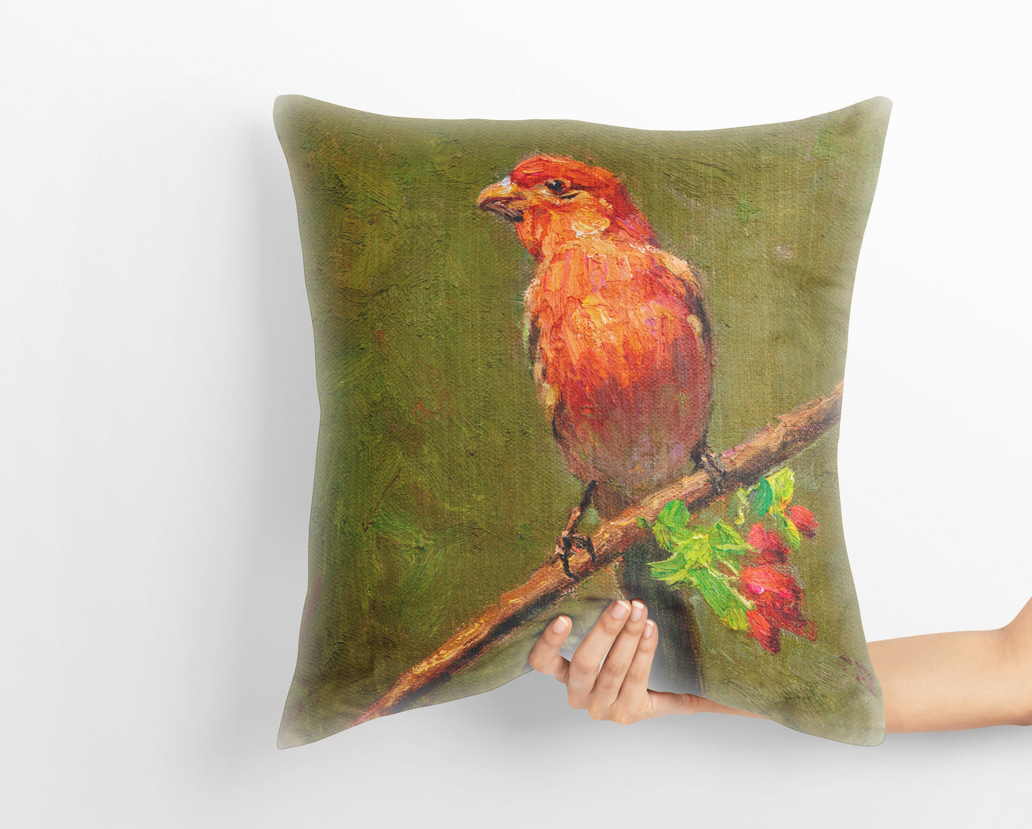 Decorative Pillow, Red Bird Pillow, Comfortable, Bright Yellow Pillow, Cute Pillow Cases, 20X20 Pillow Cover, Home Decor Pillow