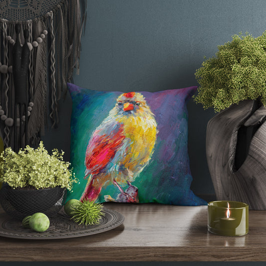 Pillow Cases, Northern Cardinal Female Bird Pillow, Comfortable, Bright Yellow Pillow, Modern Pillow, Large Pillow Cases, Housewarming Gift