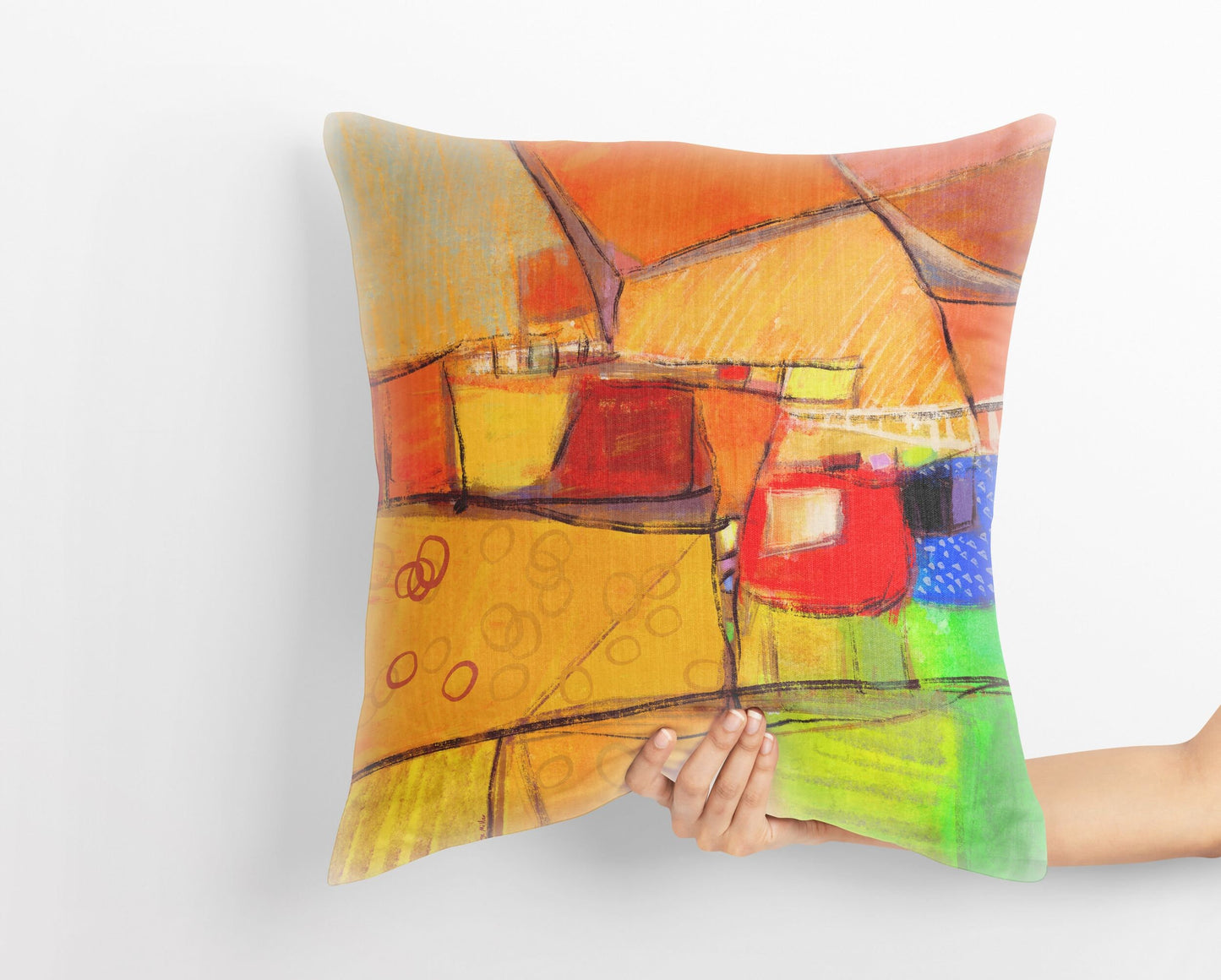Throw Pillow, Abstract Pillow Case, Designer Pillow, Bright Yellow Pillow, Beautiful Pillow, 24X24 Pillow Case, Home Decor Pillow