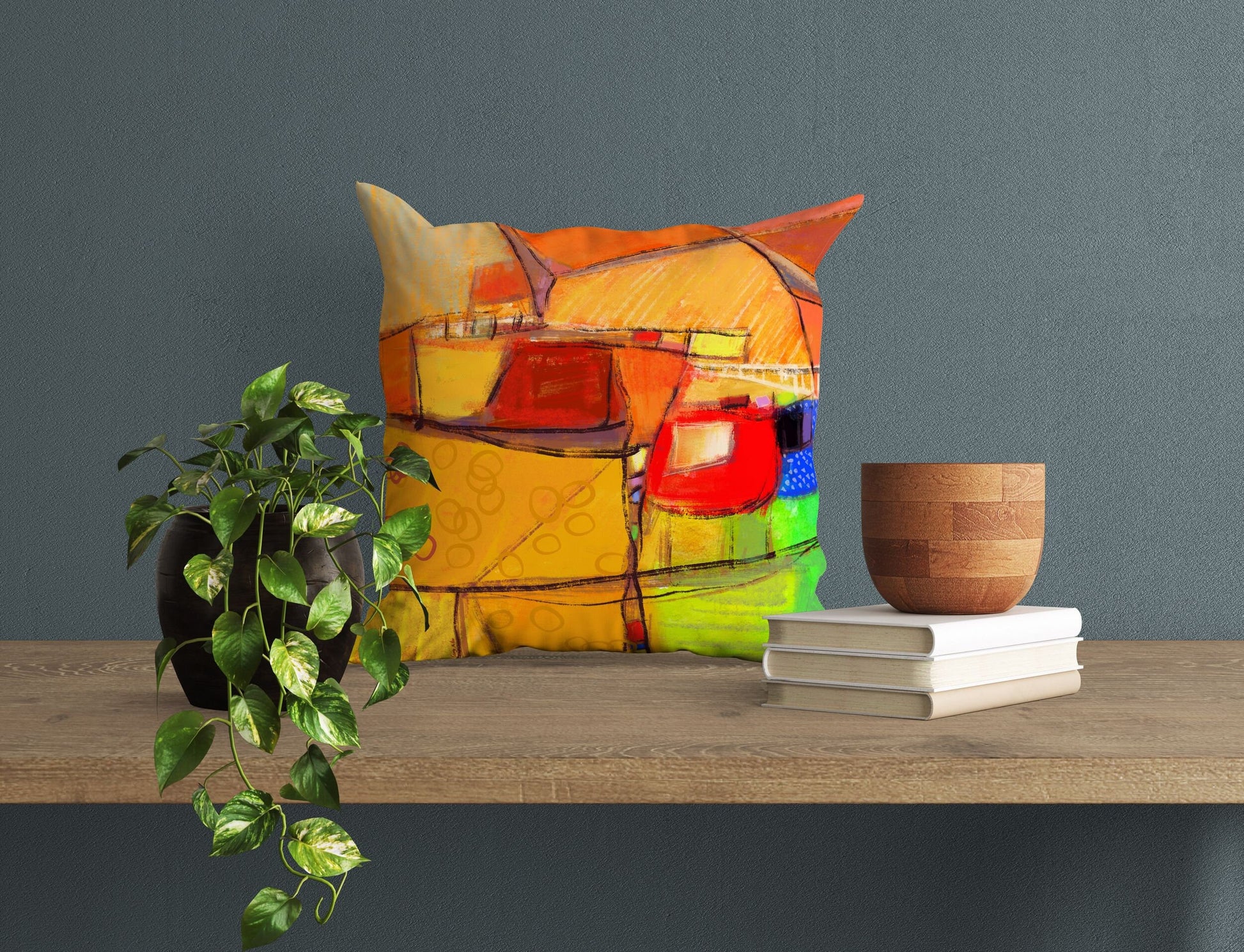 Throw Pillow, Abstract Pillow Case, Designer Pillow, Bright Yellow Pillow, Beautiful Pillow, 24X24 Pillow Case, Home Decor Pillow