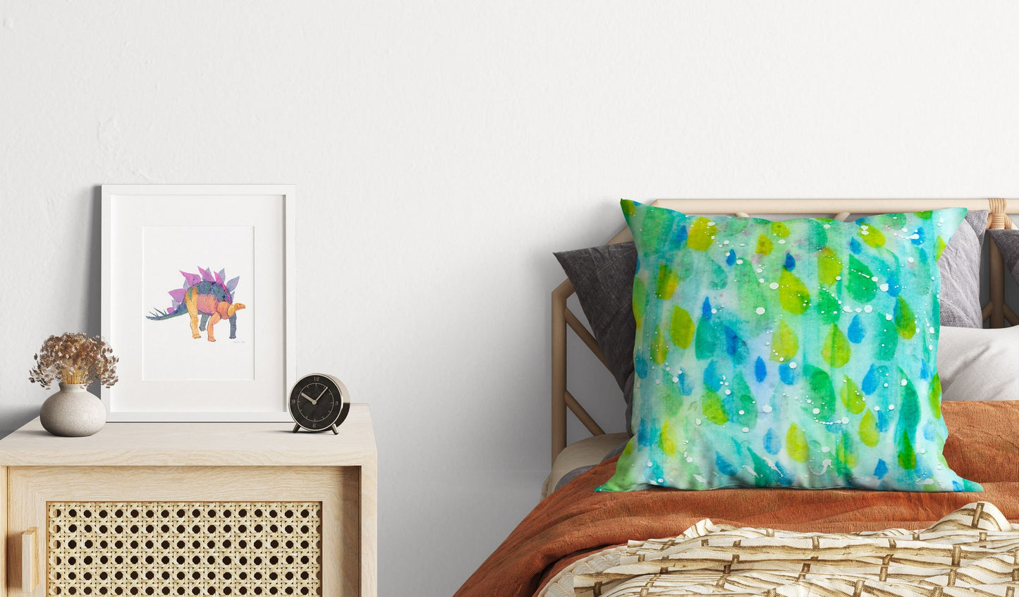 Spring Throw Pillow, Decorative Pillow, Abstract Throw Pillow, Original Art Pillow, Green Pillow Cases, Housewarming Gift, Sofa Pillows