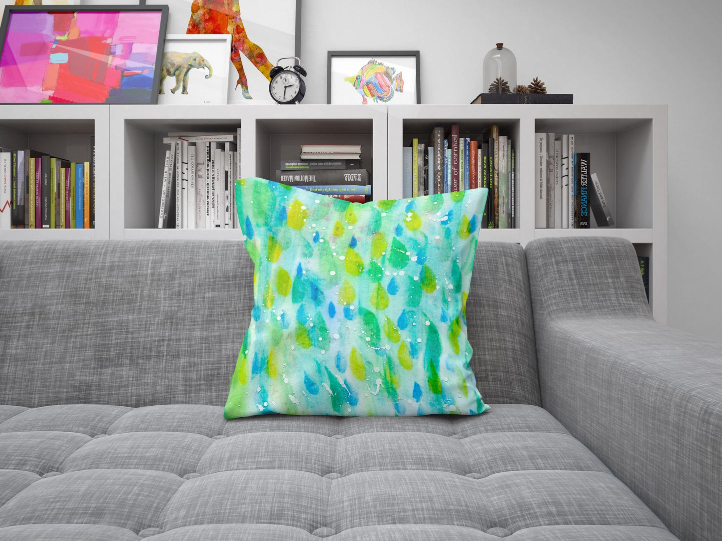 Spring Throw Pillow, Decorative Pillow, Abstract Throw Pillow, Original Art Pillow, Green Pillow Cases, Housewarming Gift, Sofa Pillows