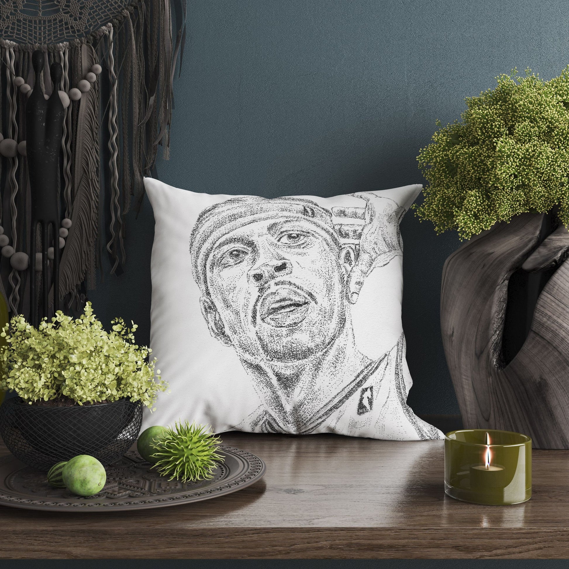 Allen Iverson Decorative Pillow, Sports Art, Artist Pillow, Black White Pillow, Contemporary Pillow, 20X20 Pillow Cover,Sofa Pillows
