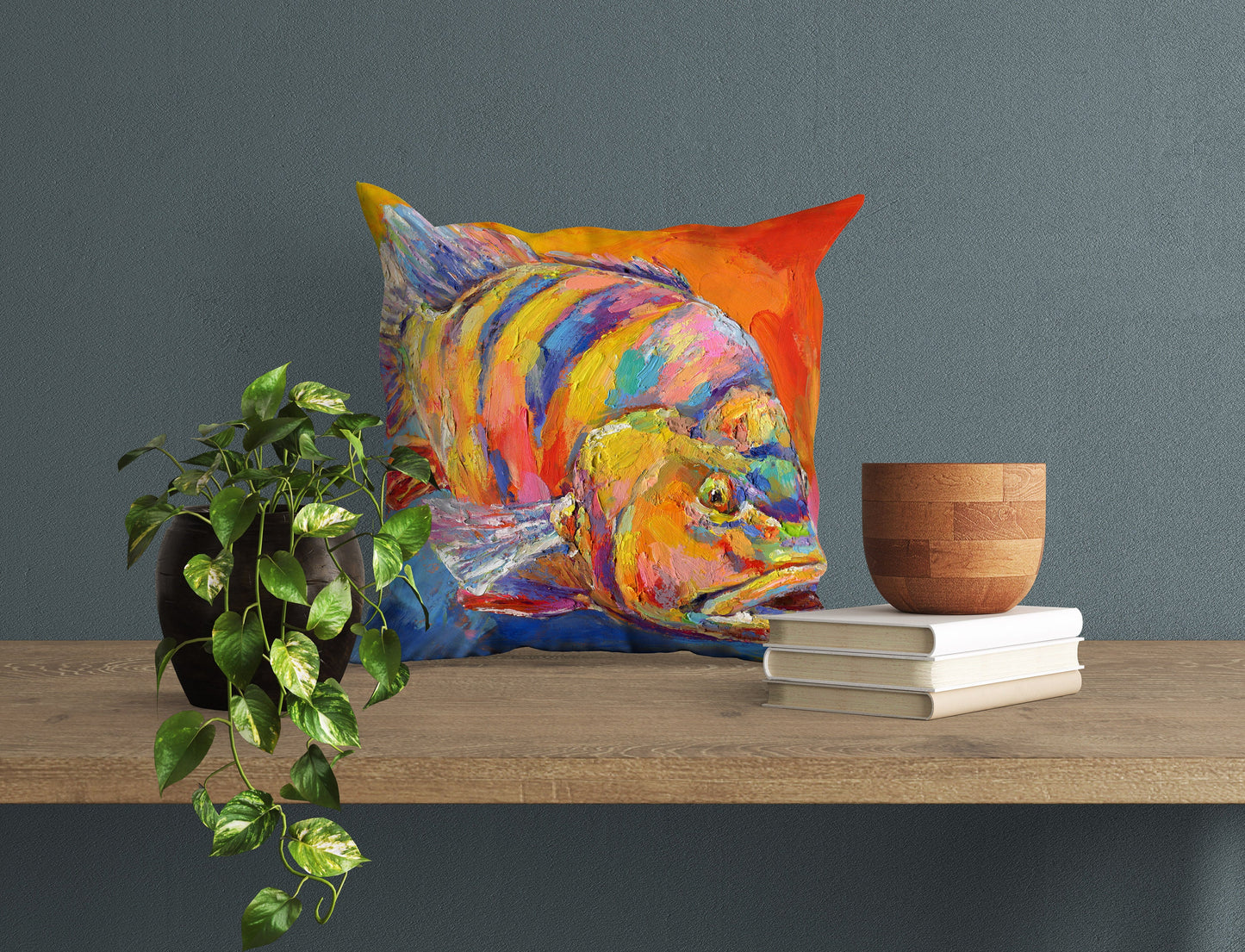 Sea Bass, Throw Pillow, Spring Throw Pillow, Original Art Pillow, Cute Pillow Cases, 20X20 Pillow Cover, Housewarming Gift, Sofa Pillows