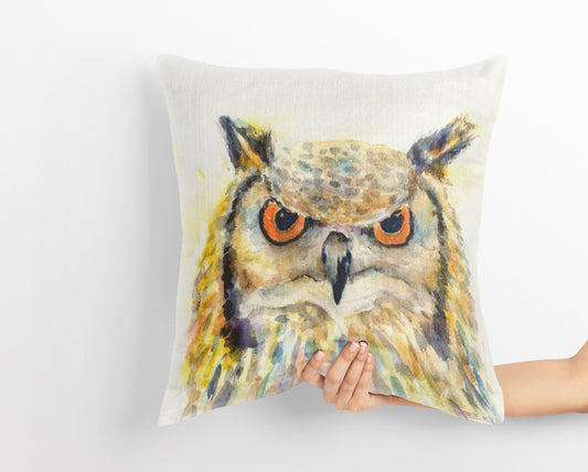 Owl Bird Pillow Cases For Kids, Toss Pillow, Animal Pillow, Artist Pillow, Bright Yellow Pillow, Modern Pillow, Pillow Covers 20X20