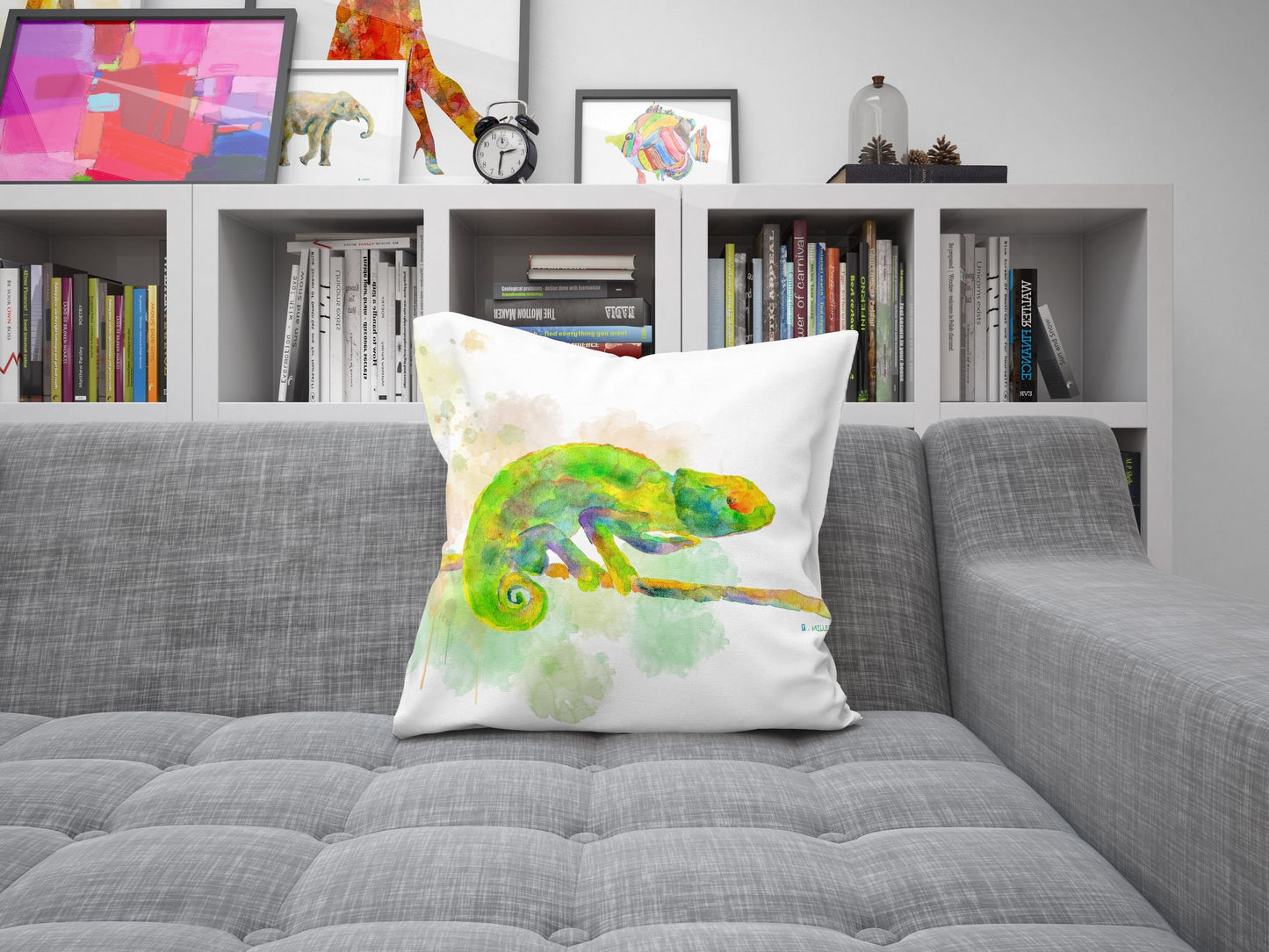 A Green Chameleon Cute Pillow Cases, Pillow Cases For Kids, Animal Pillow, Artist Pillow, Green Pillow Cases, Fashion, Nursery Decor