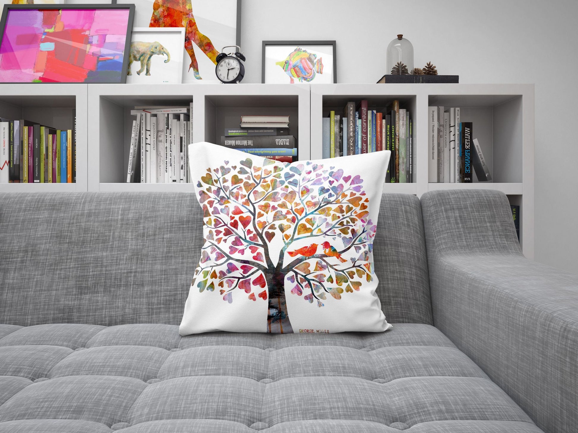 Tree Of Love, Throw Pillow Cover, Abstract Throw Pillow Cover, Colorful Pillow Case, Couple Pillow Cases, Pillow Cases For Couples