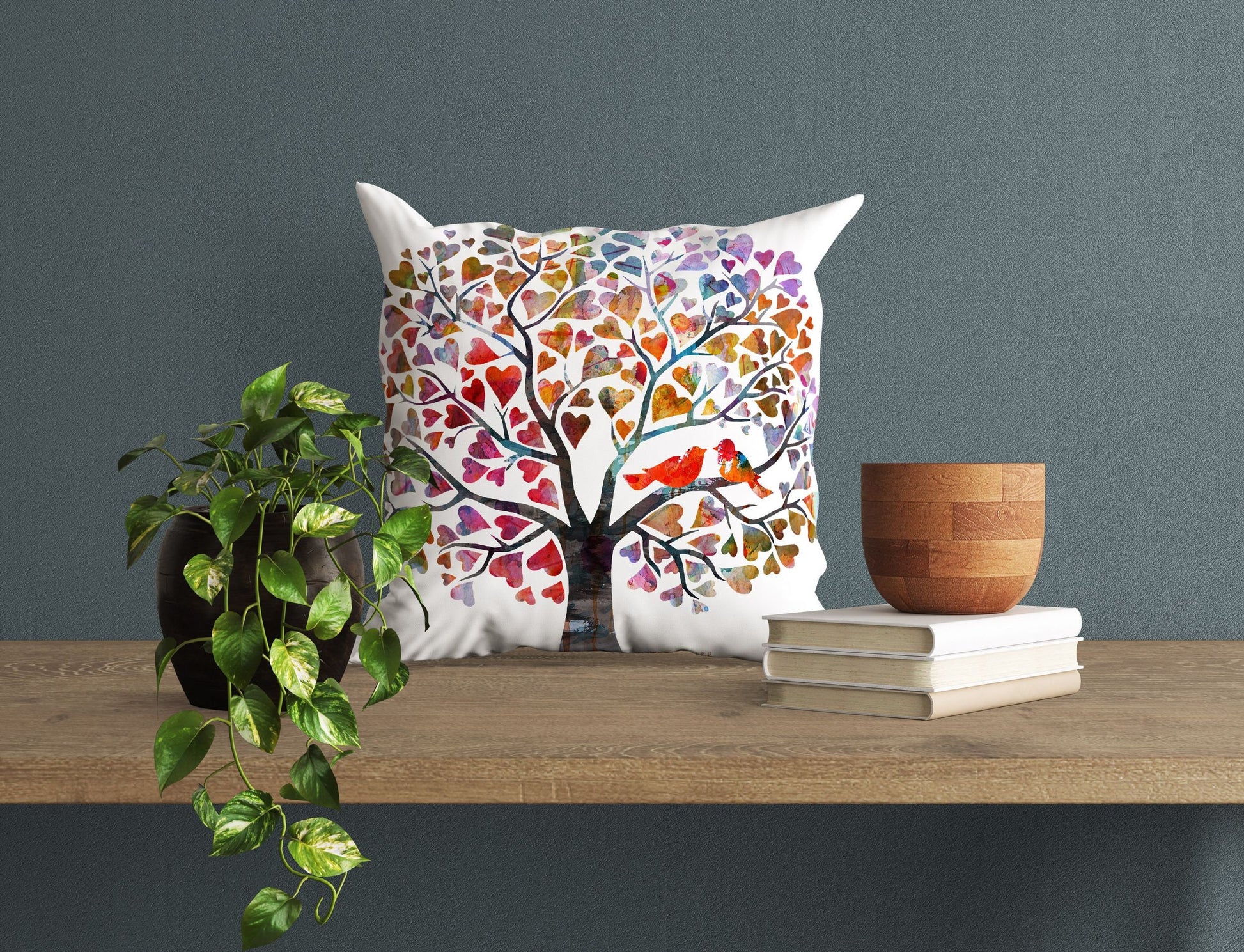 Tree Of Love, Throw Pillow Cover, Abstract Throw Pillow Cover, Colorful Pillow Case, Couple Pillow Cases, Pillow Cases For Couples