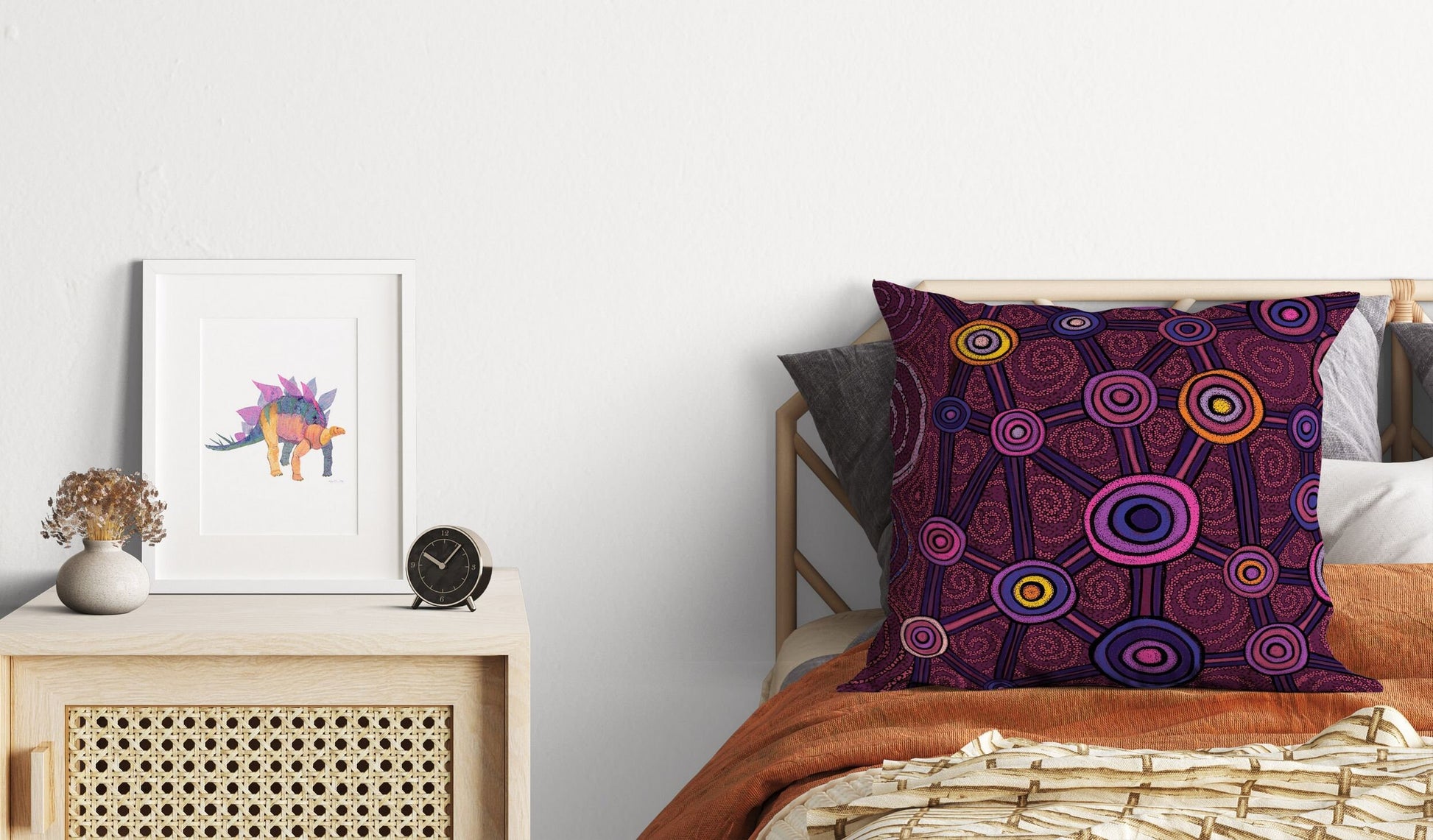 Australian Aboriginal Art, Geometric Pillow, Decorative Pillow, Abstract Art Pillow, Comfortable, Red Pillow Cases, Contemporary Pillow