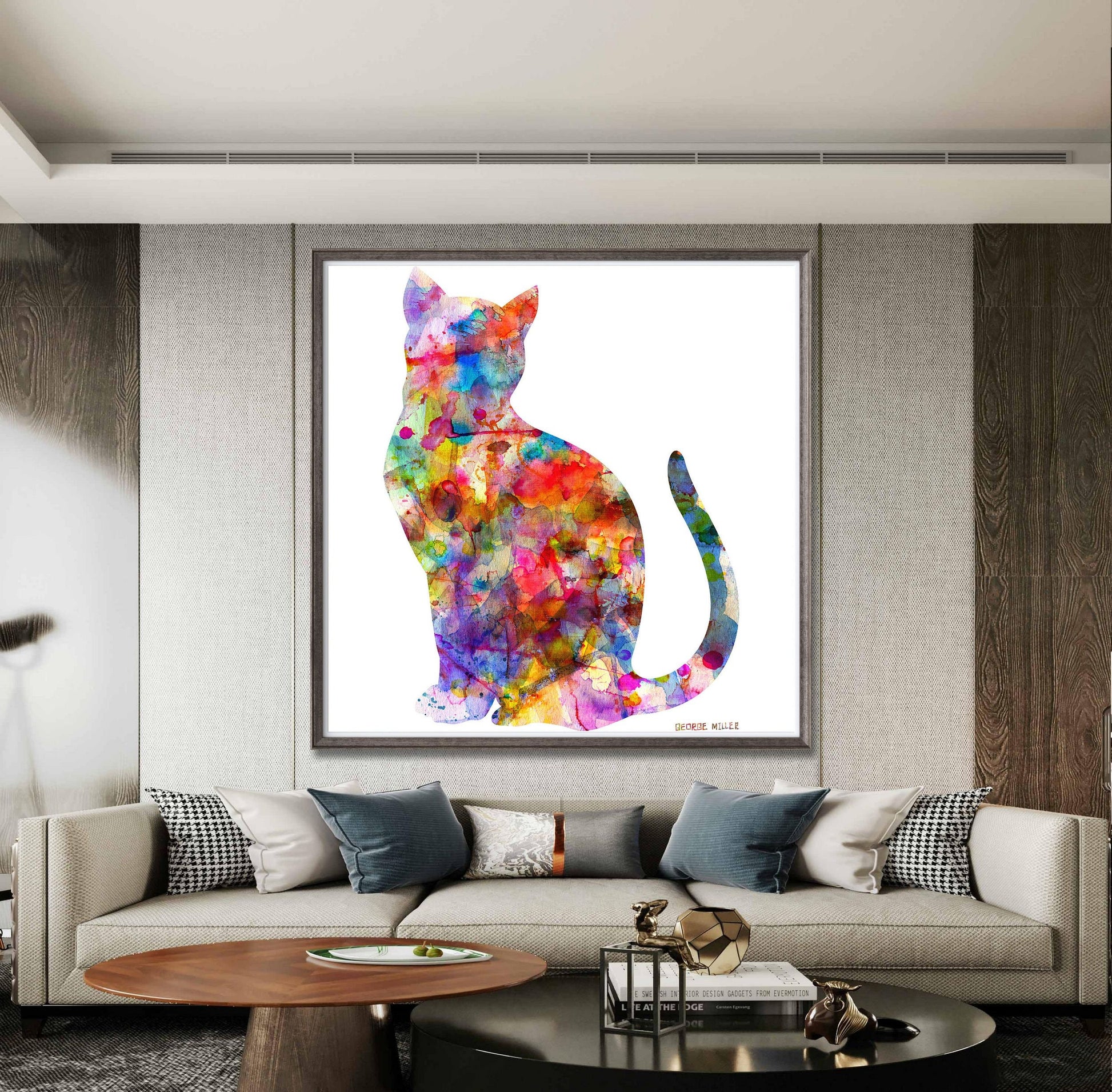 Wall Art Prints Big Cat, Abstract Art, Art Print Watercolor, Artwork, Modern Art Painting, Original Landscape Painting, Bedroom Wall Décor