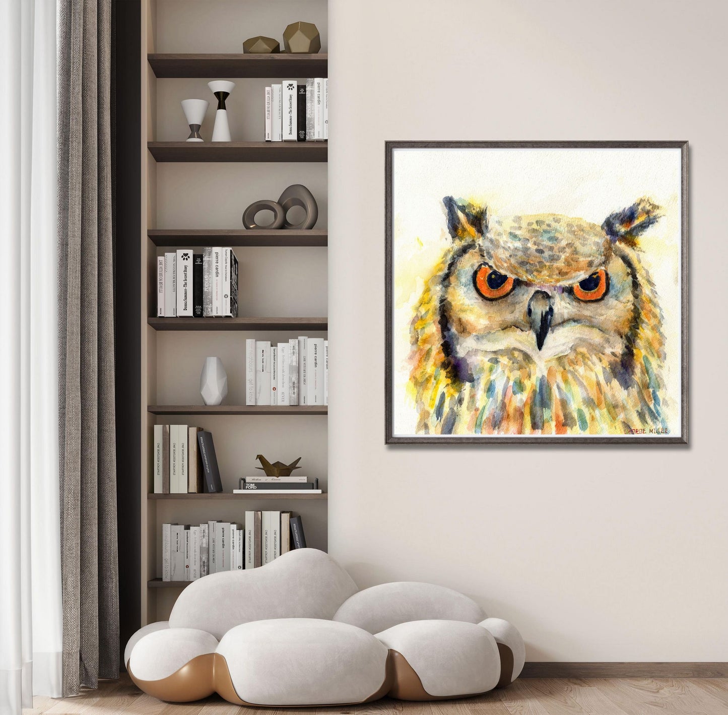 Canvas Print A Owl, Wall Décor Bedroom, Abstract Artwork, Birds Art, Modern Art Painting, Original Art Landscape, Home Décor Wall Art
