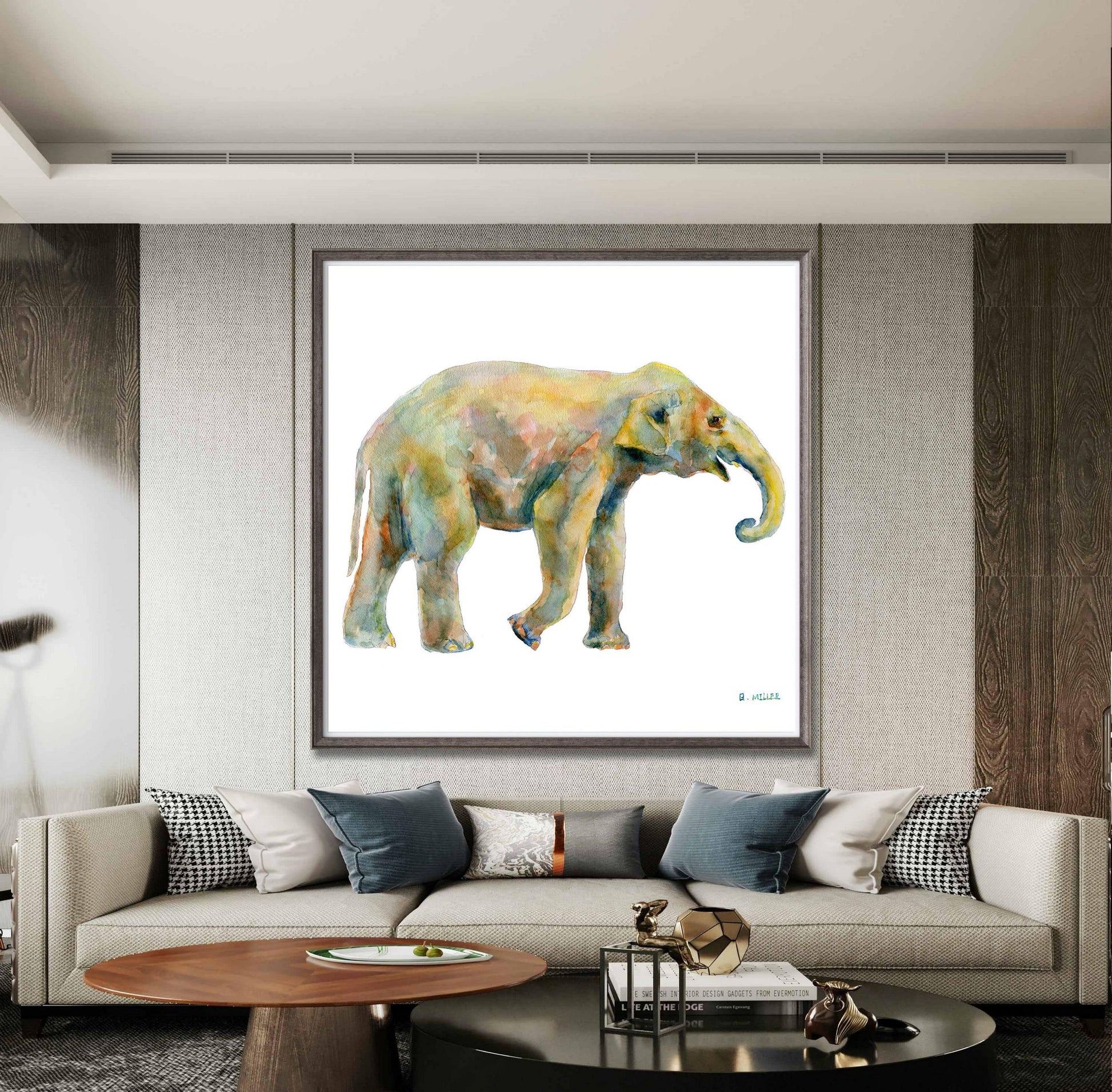 Canvas Print A Baby Elephant, Wall Art Abstract, Abstract Watercolor Print, Art, Artwork Original, Modern Art Painting, Watercolor Art