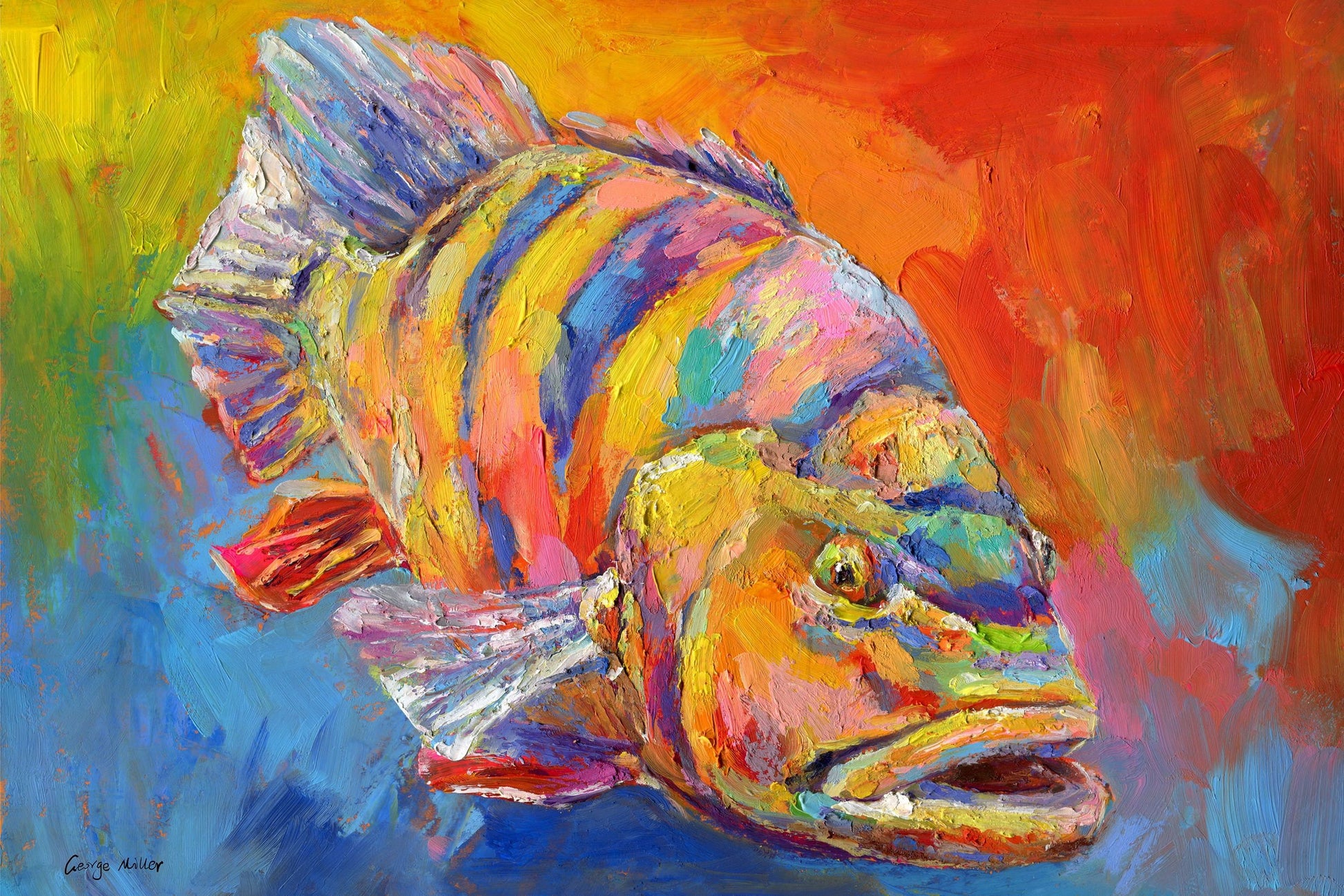 Canvas Print Colorful Fish, Wall Prints, Abstract Art Prints, Art, Artwork Original, Modern Wall Décor, Original Painting, Wall Décor