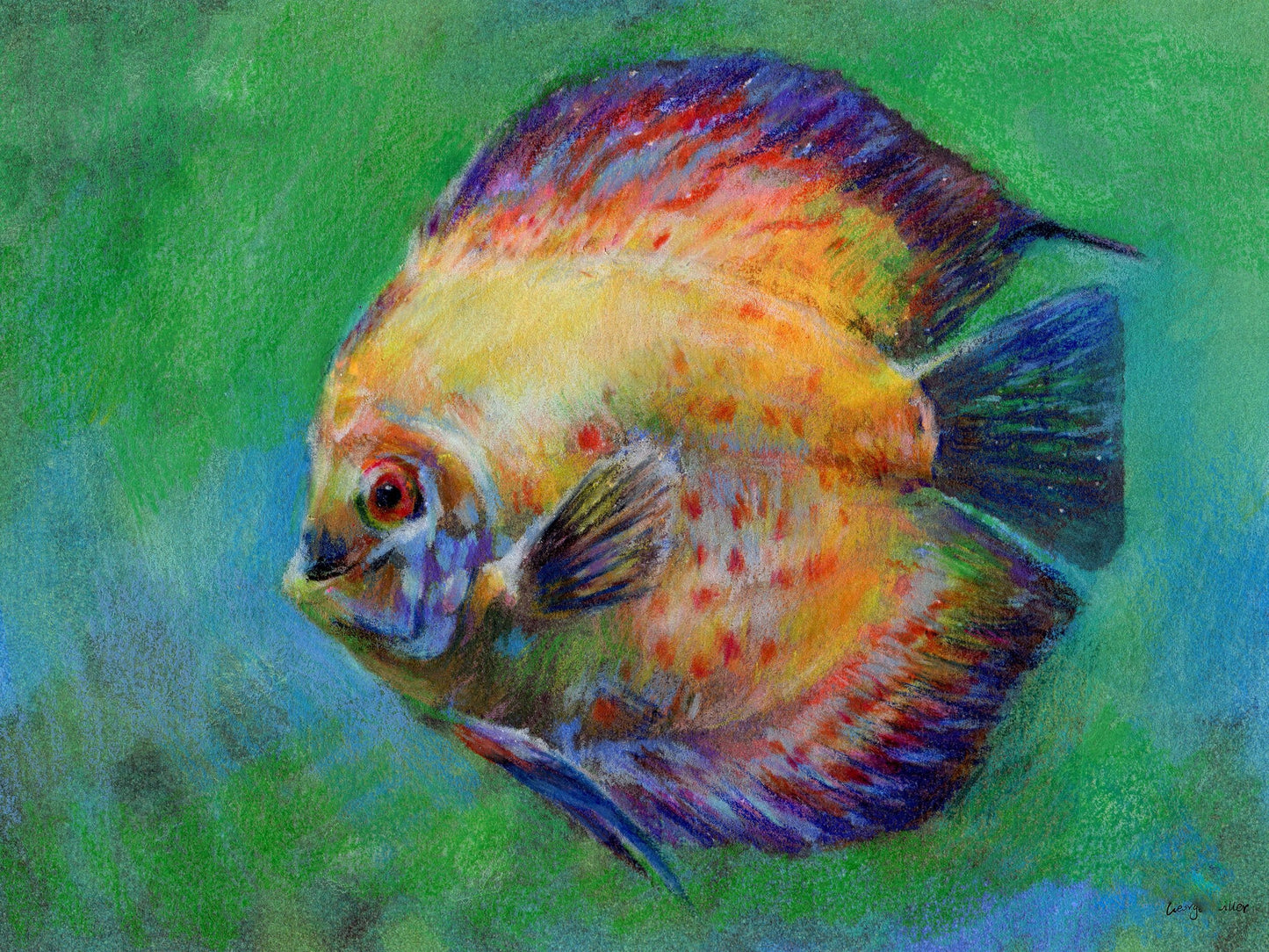 Tropical Fish Print Green, Wall Art Prints, Abstract Artwork, Art Print Watercolor, Artwork, Modern Art Print, Kitchen Art, Fish Prints