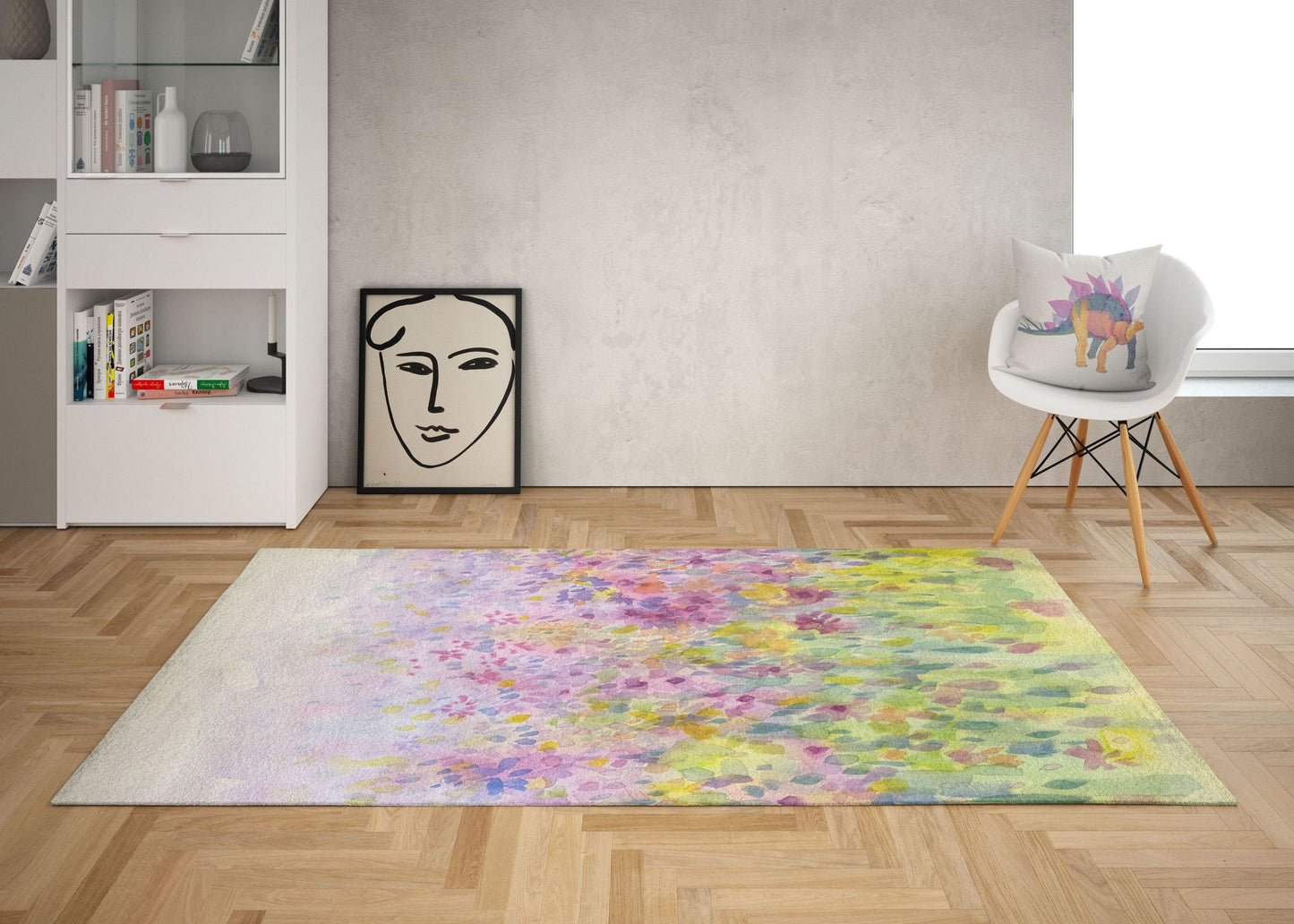 Rugs And Carpet, Large Area Rugs, Thick Carpet, Rectangle Rug, Rainbow Area Rug, Floral Rug, Modern Area Rug, Housewarming Gift, Made In USA