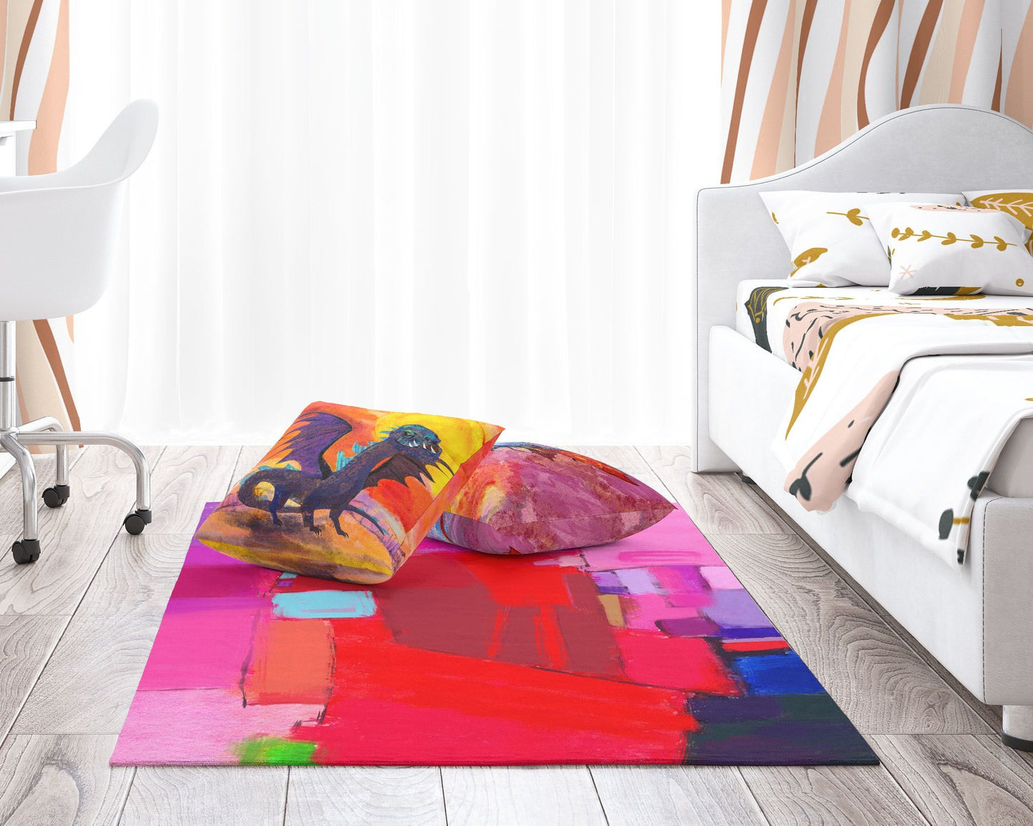 Red Carpet, Oversize Rug, Thick Carpet, Rectangle Rug, Colorful Rug, Abstract Rug, Modern Area Rug, Living Room Decor, Made In USA