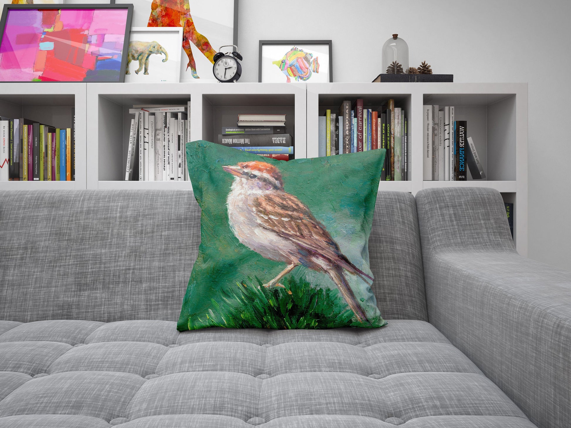Tapestry Pillows, House Finch Bird Pillow, Soft Pillow Cases, Bright Yellow Pillow, Fun Pillow Cases, 24X24 Pillow Case, Housewarming Gift