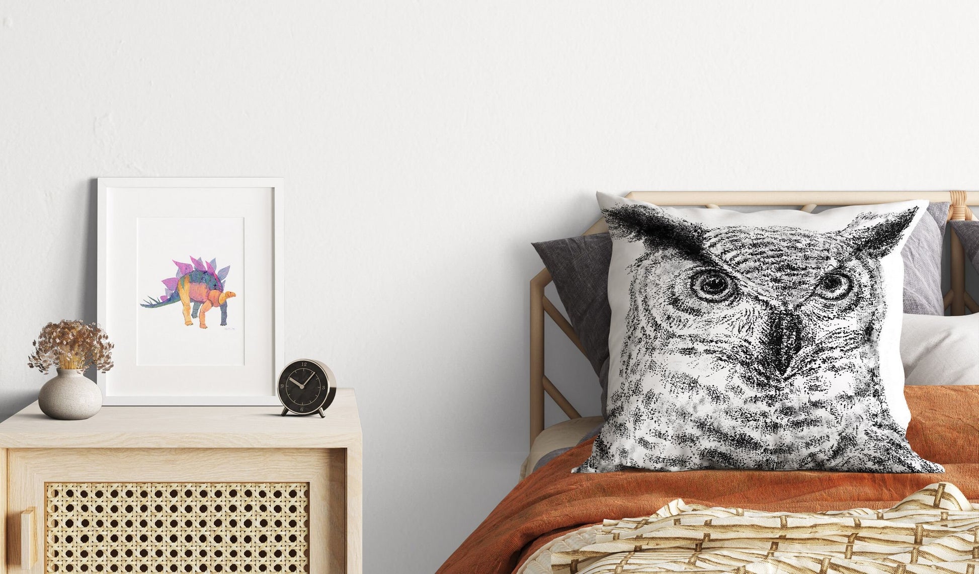 Owl Pillow Case, Bird Pillow, Art Pillow, Black White Pillow, Beautiful Pillow, 16X16 Case, Housewarming Gift, Farmhouse Decor