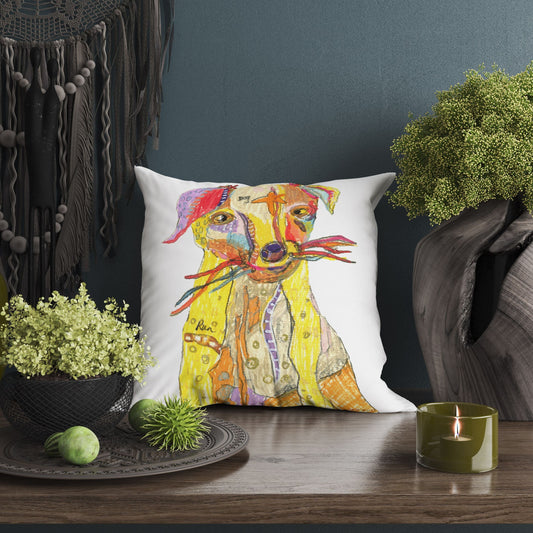 Dog Cute Pillow Cases, Pillow Cases For Kids, Toss Pillow, Animal Pillow, Art Pillow, Bright Yellow Pillow, Watercolor Pillow Cases