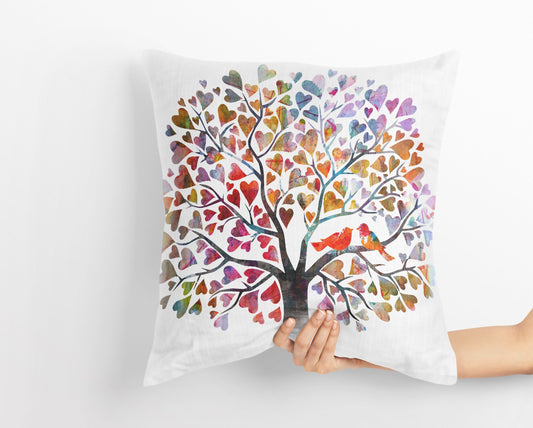 Tree Of Love, Throw Pillow Cover, Abstract Throw Pillow Cover, Colorful Pillow Case, Couple Pillow Cases, Pillow Cases For Couples
