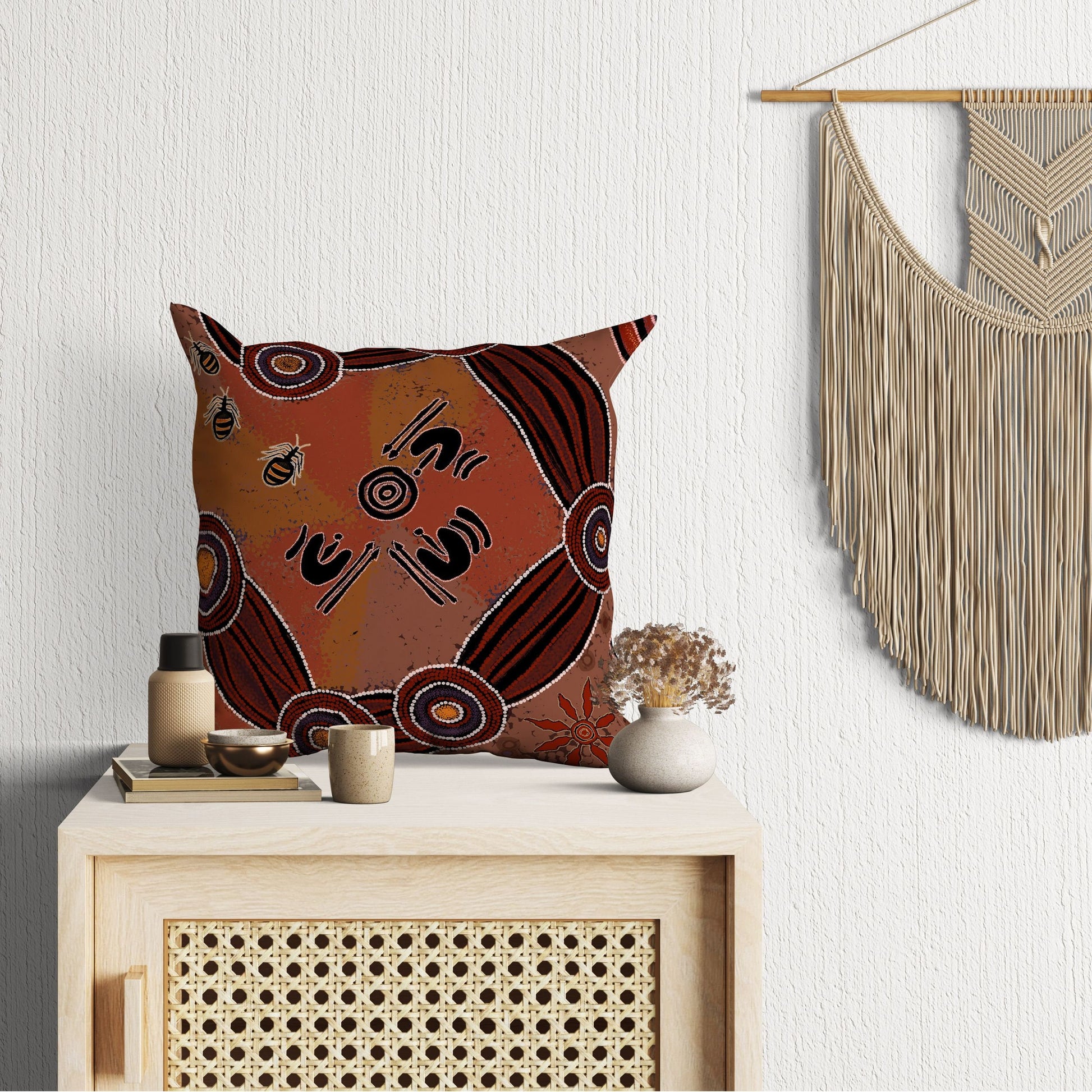 Australian Aboriginal Art, Pillow Cover, Abstract Art Pillow, Contemporary Pillow, 20X20 Pillow Cover, Home Decor Pillow, Holiday Gift