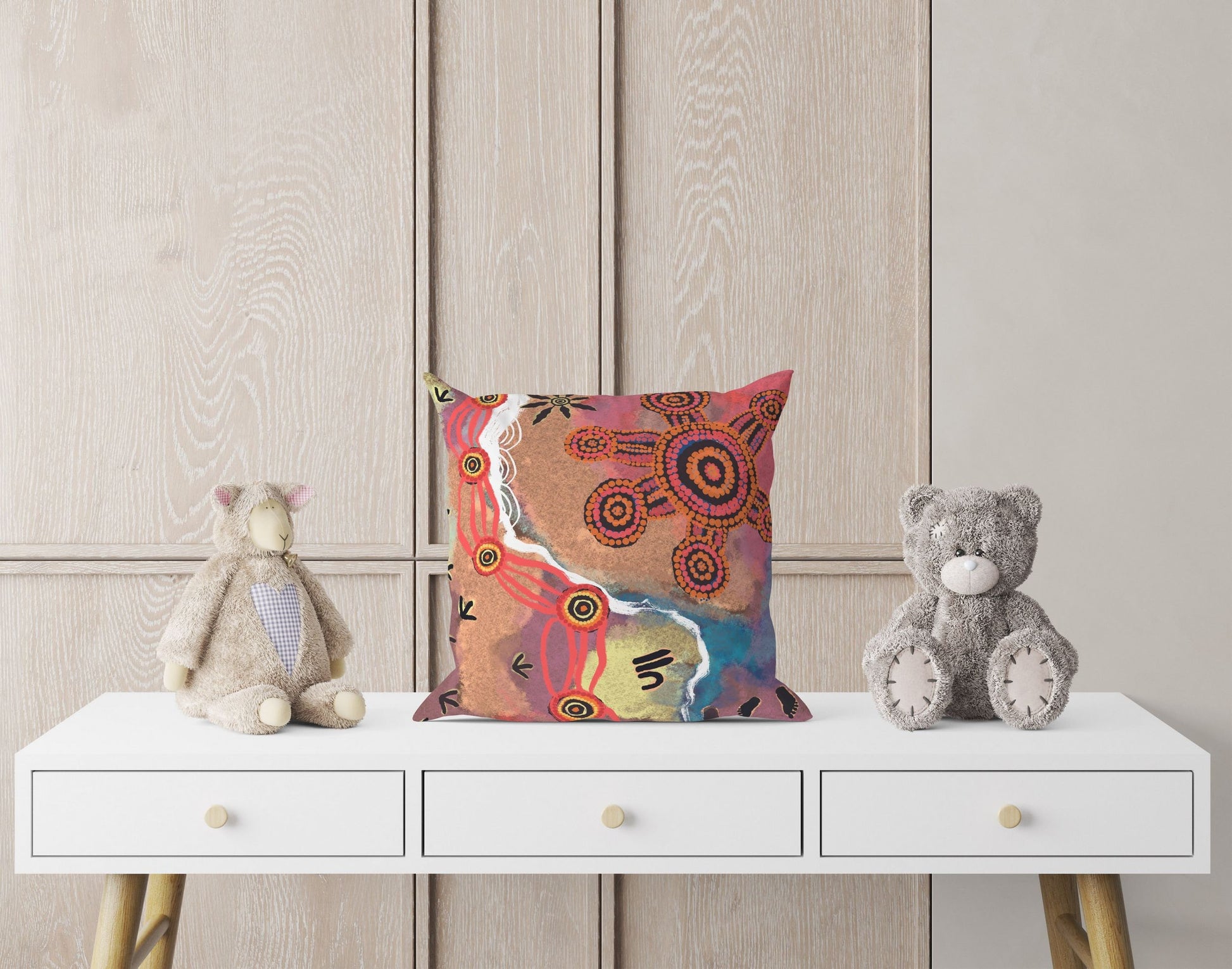 Australian Aboriginal Art, Pillow Case, Abstract Throw Pillow, Colorful Pillow Case, Modern Pillow, 18 X 18 Pillow Covers, Housewarming Gift