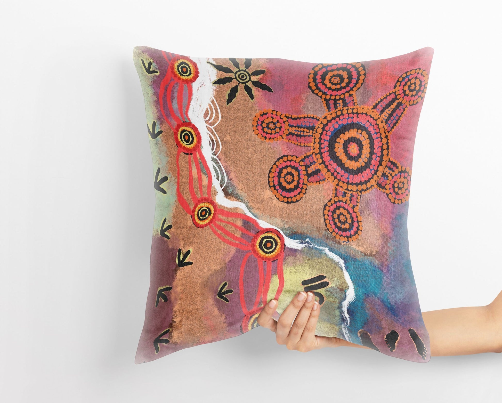 Australian Aboriginal Art, Pillow Case, Abstract Throw Pillow, Colorful Pillow Case, Modern Pillow, 18 X 18 Pillow Covers, Housewarming Gift