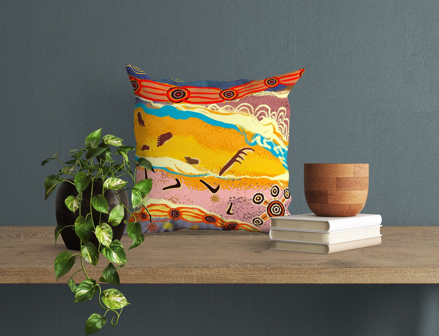 Australian Aboriginal Art Throw Pillow, Abstract Throw Pillow, Soft Pillow Cases, Contemporary Pillow, 20X20 Pillow Cover, Housewarming Gift