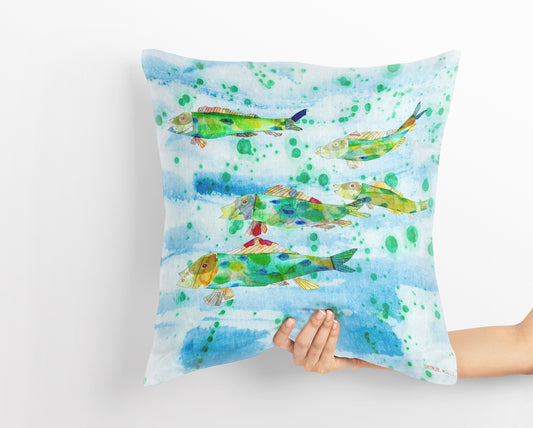 Tropical Fishes, Watercolor Pillow Cases, Nautical Pillow Cases, Soft Pillow Cases, Colorful Pillow Case, Contemporary Pillow 20X20