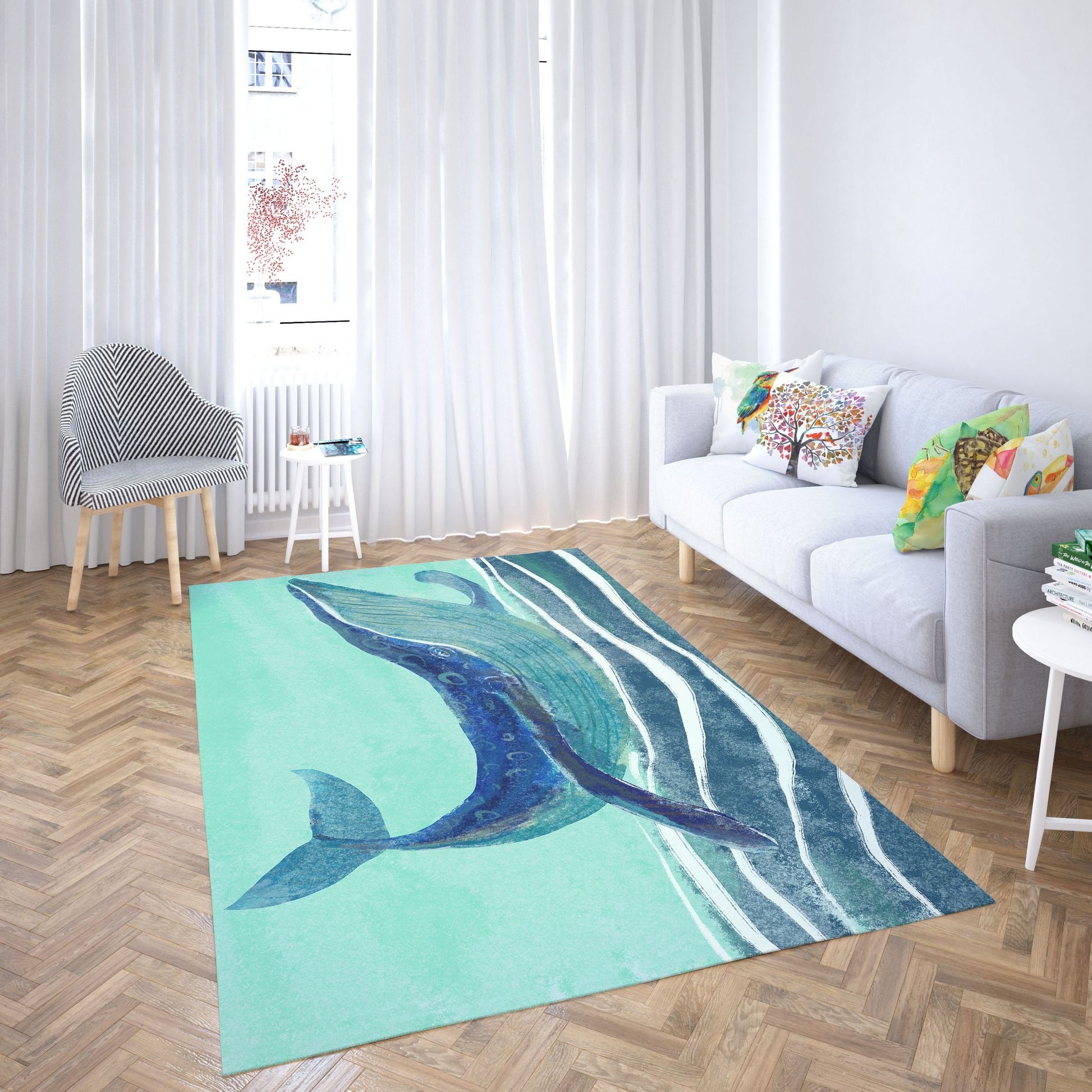 Kids Area Rug, Thick Carpet, Rectangle Area Rug, Blue Area Rug, Blue Whale, Stylish Carpet, Floor Rugs, Made In Usa, Flat Woven Rug