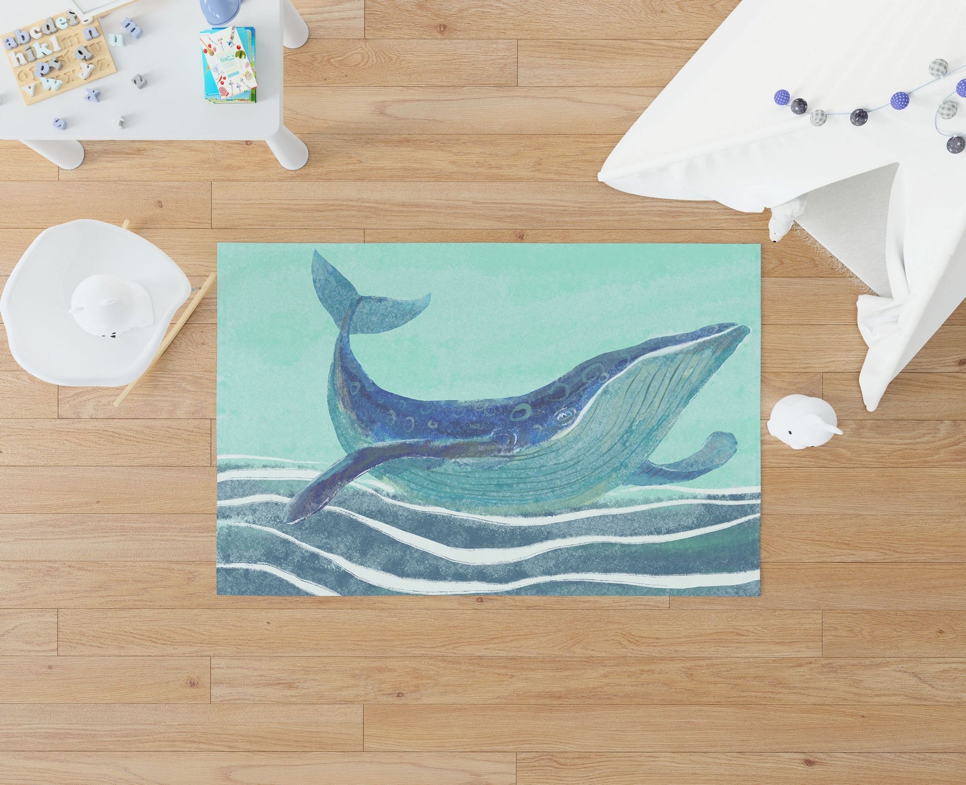 Kids Area Rug, Thick Carpet, Rectangle Area Rug, Blue Area Rug, Blue Whale, Stylish Carpet, Floor Rugs, Made In Usa, Flat Woven Rug