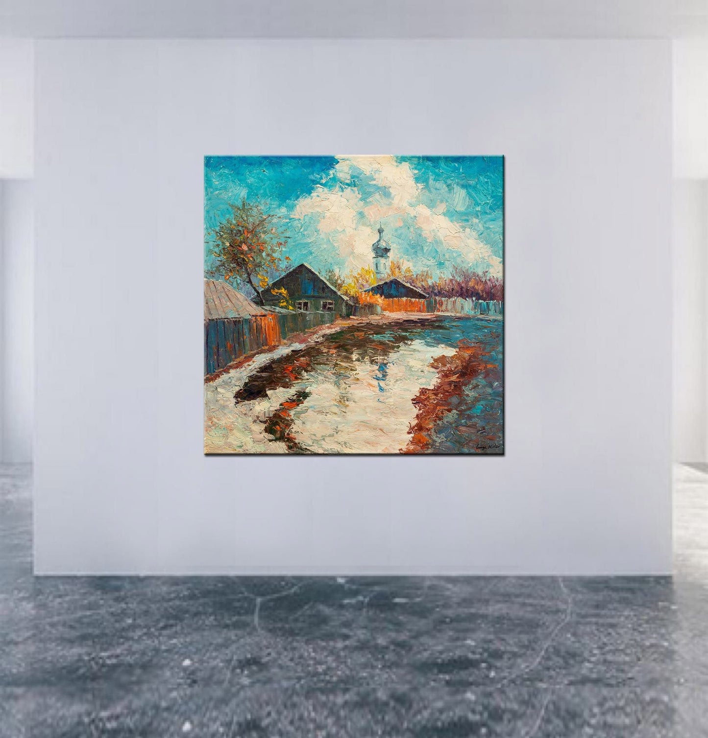 Winter Landscape Oil Painting, Canvas Wall Art, Oil On Canvas Painting, Landscape, Oversized Painting, Modern Wall Art, Impasto Oil Painting